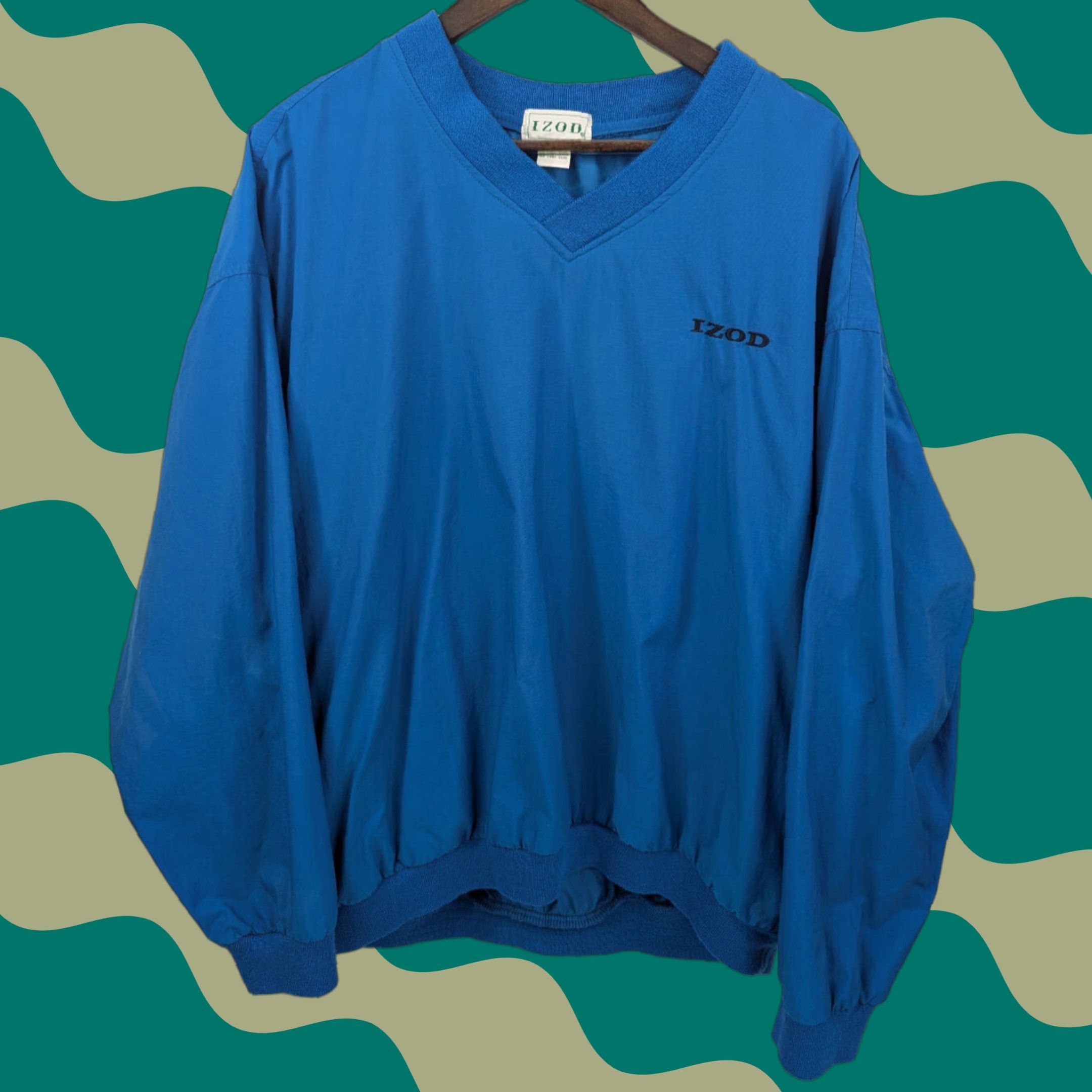Izod VINTAGE IZOD Jacket Men L Blue Windbreaker Golf Pullover V-Neck Nylon Size US L / EU 52-54 / 3 - 1 Thumbnail