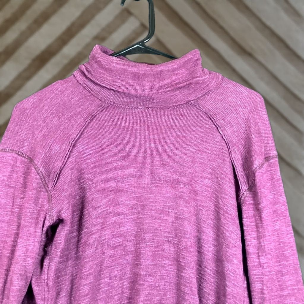 Free People We The Free Womens Sweatshirt Plum Split Back Turtleneck Cotton Blend XS Size XS / US 0-2 / IT 36-38 - 1 Thumbnail