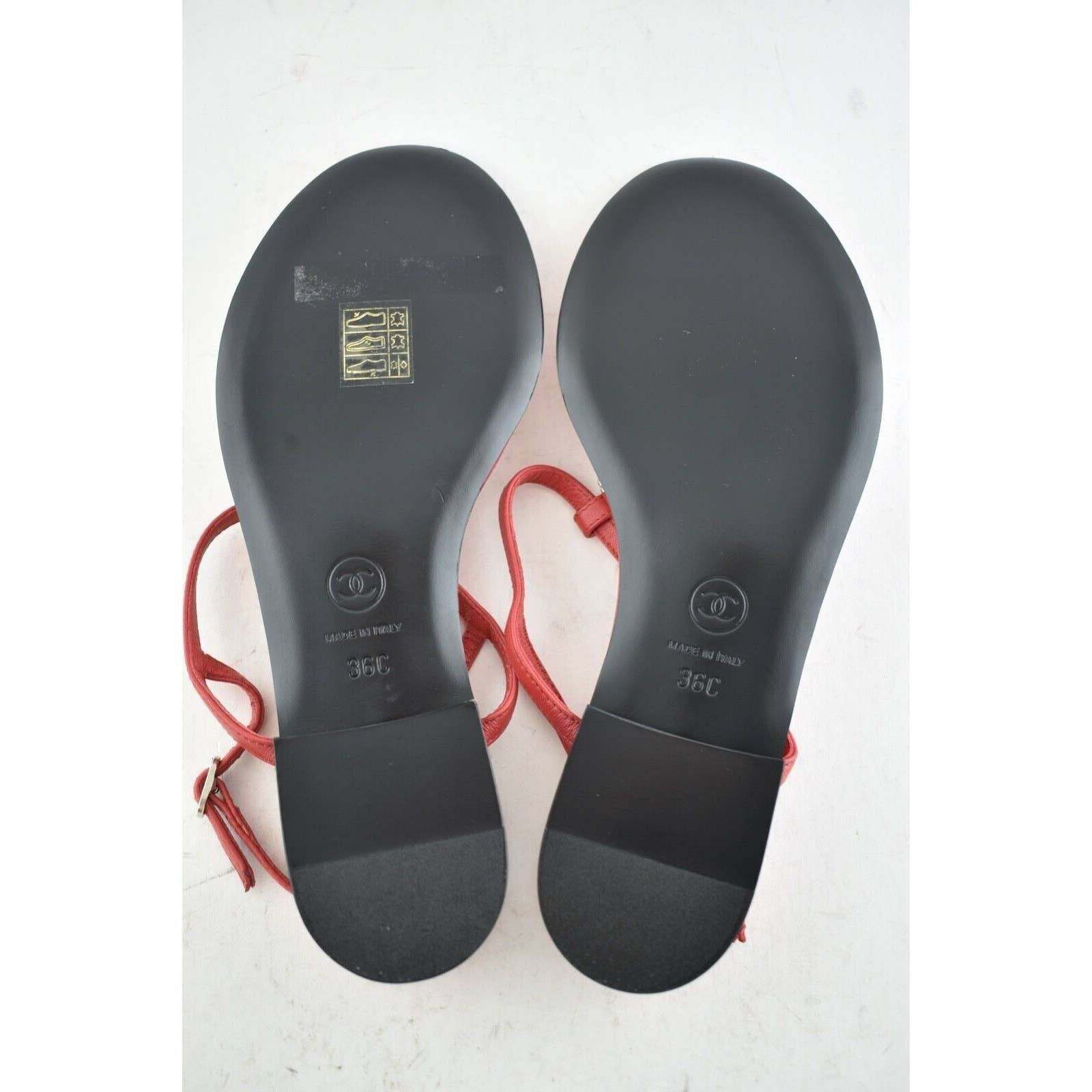 Chanel Chanel 19C Red Leather CC Silver Metal Logo Mule Strap Size US 6 / IT 36 - 9 Thumbnail