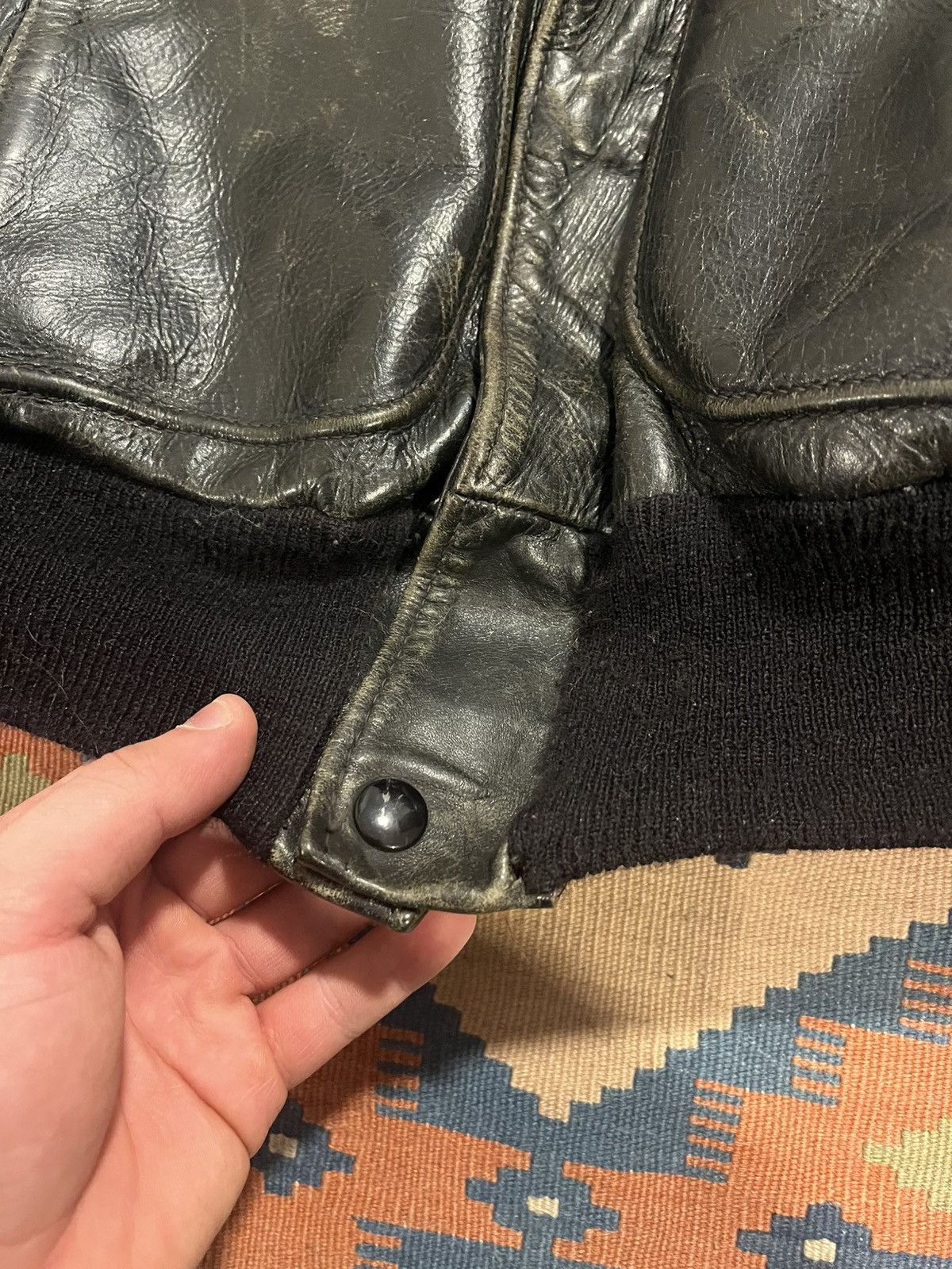 Japanese Brand Vintage 50’s cropped leather bomber jacket Size US L / EU 52-54 / 3 - 6 Thumbnail