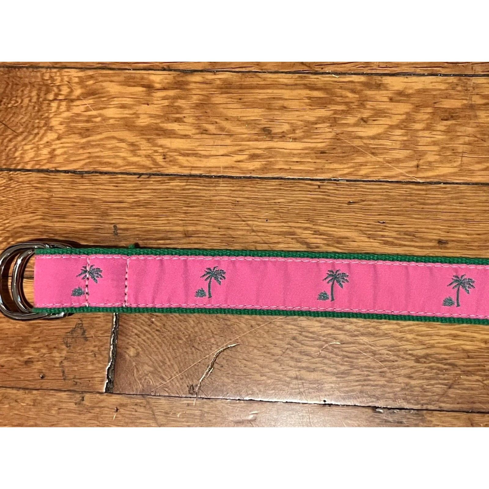 Vintage Preston Palm Tree Canvas Belt Women’s Medium Pink Green Geometric Aloha Beach Hawaiian Palm Size ONE SIZE - 2 Thumbnail