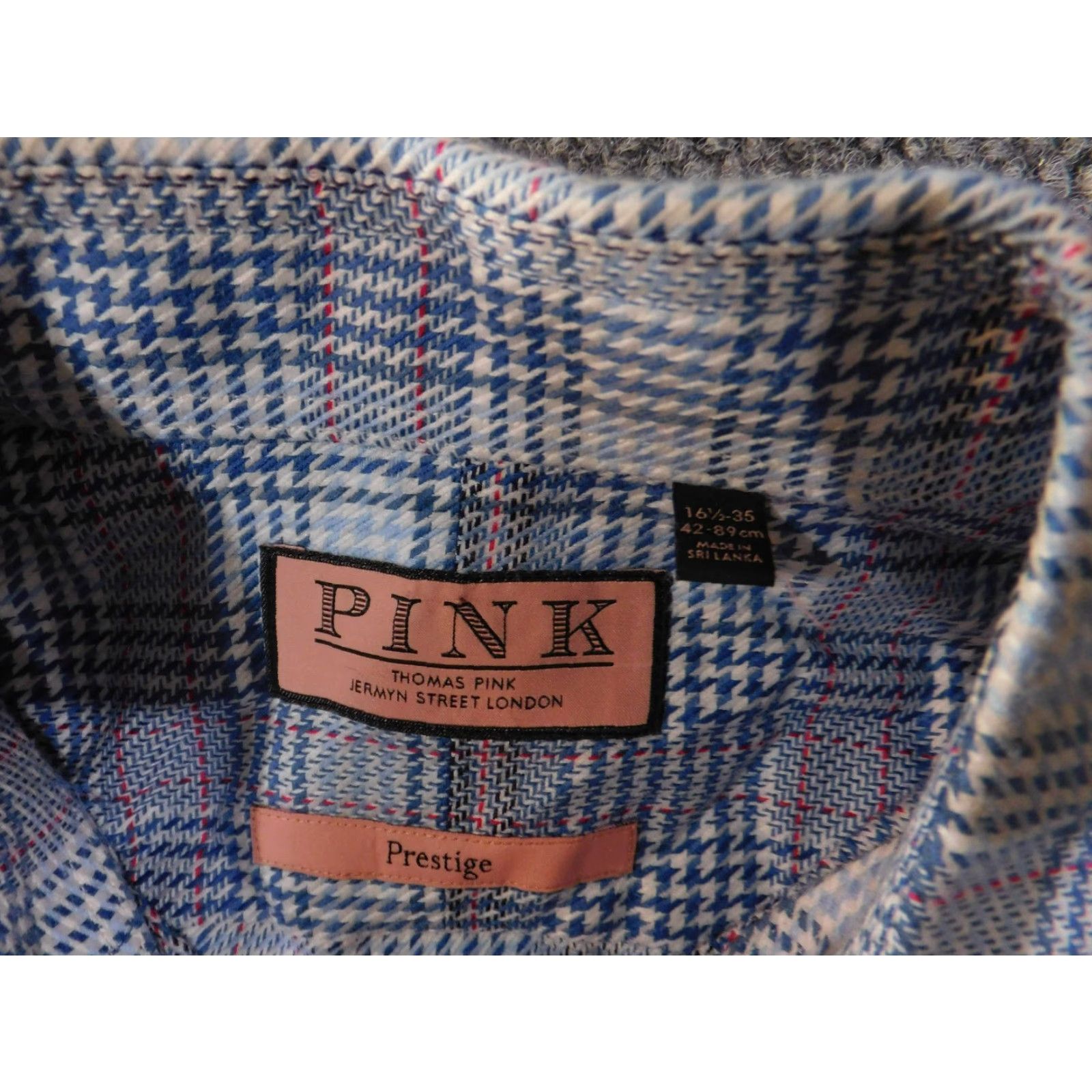 Pinko Thomas Pink dress shirt Mens 16.5 Blue plaid Prestige business casual Shirt Mens Blue Plaid 16.5 Button-Down French Cuff Knit Cotton Size US XL / EU 56 / 4 - 6 Thumbnail