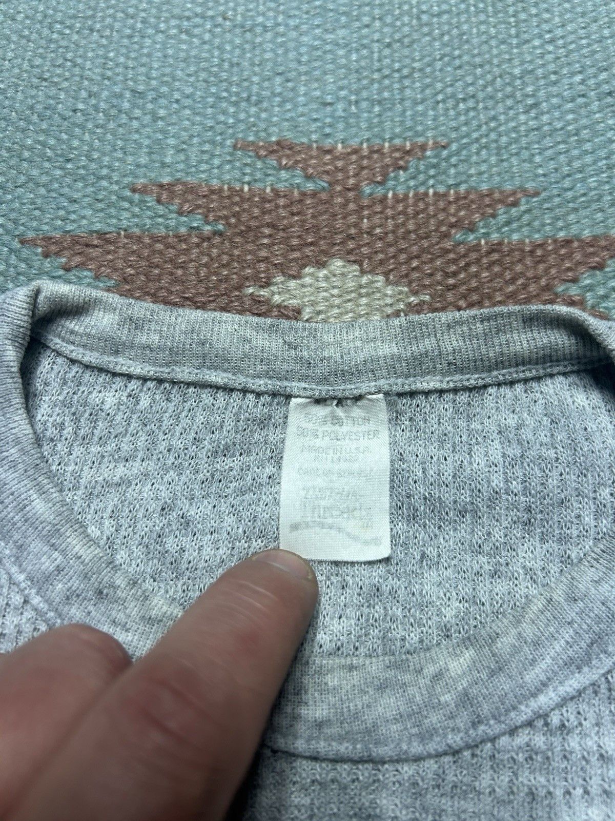Vintage Vtg 70s 80s waffle knit thermal shirt blank base womens XL Size XL / US 12-14 / IT 48-50 - 5 Thumbnail