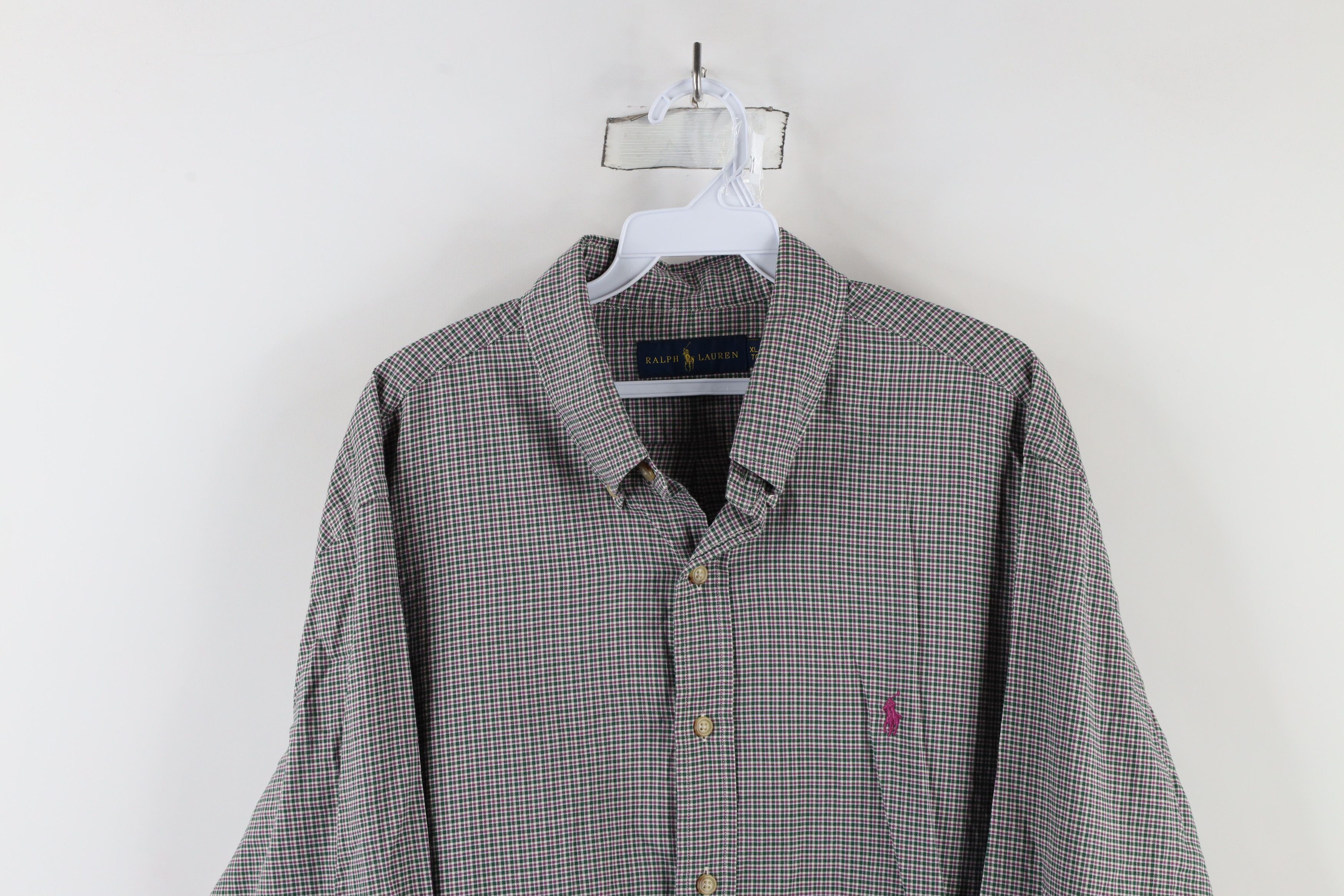 Ralph Lauren × Vintage Vintage Ralph Lauren Plaid Collared Button Down Shirt Cotton Size US XL / EU 56 / 4 - 2 Thumbnail