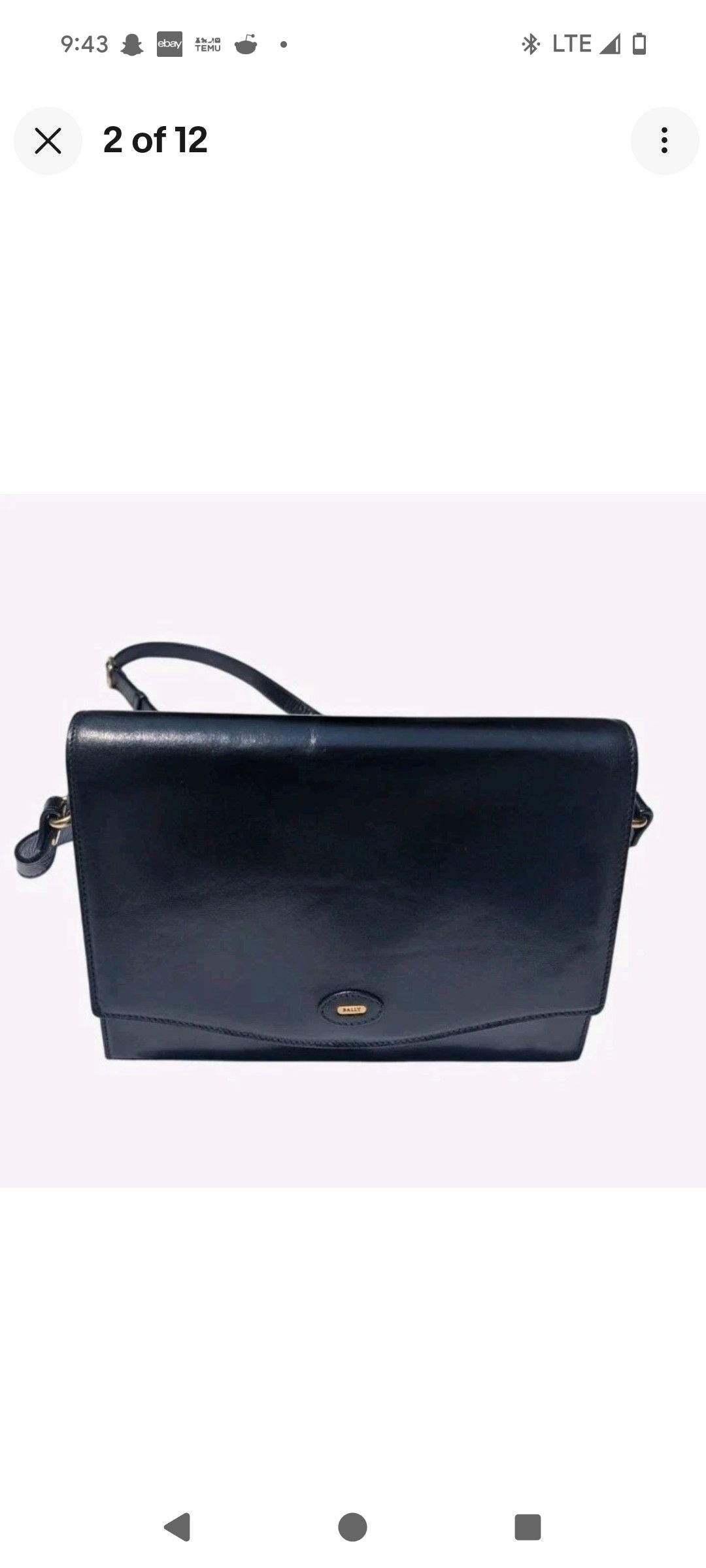 Vintage Calfskin Leather Black Crossbody Bag Excellent Cond