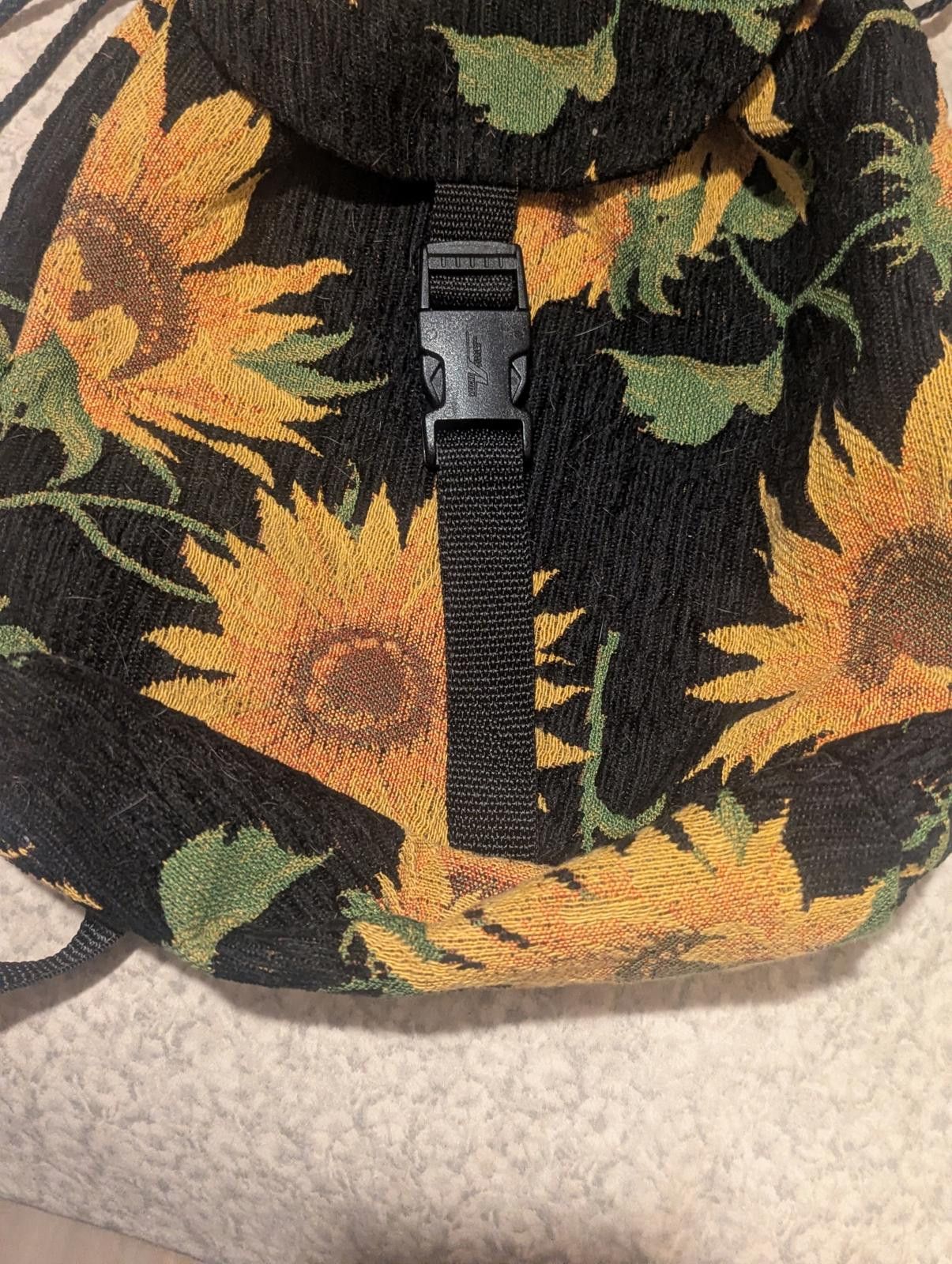 Designer Vintage 90s Sunflower Print Upholstery Fabric Backpack Size ONE SIZE - 4 Thumbnail