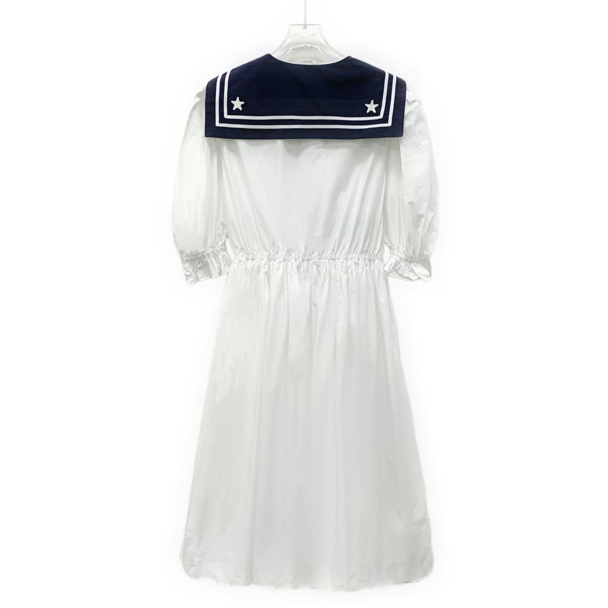 Miu Miu Miu Miu White Navy Neck Cotton Short Sleeve Dress Size M / US 6-8 / IT 42-44 - 2 Thumbnail