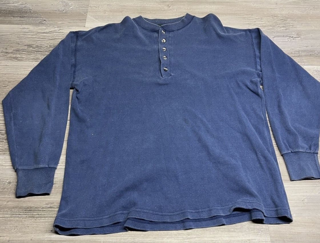 Vintage Vintage Henley Long Sleeve Shirt Faded Blue TFO Size L Size US L / EU 52-54 / 3 - 1 Thumbnail