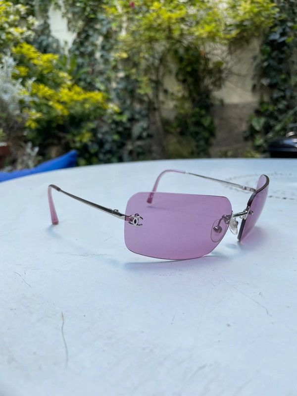 Chanel Sunglasses 4017 CC Rhinestone Logo Rimless Vintage