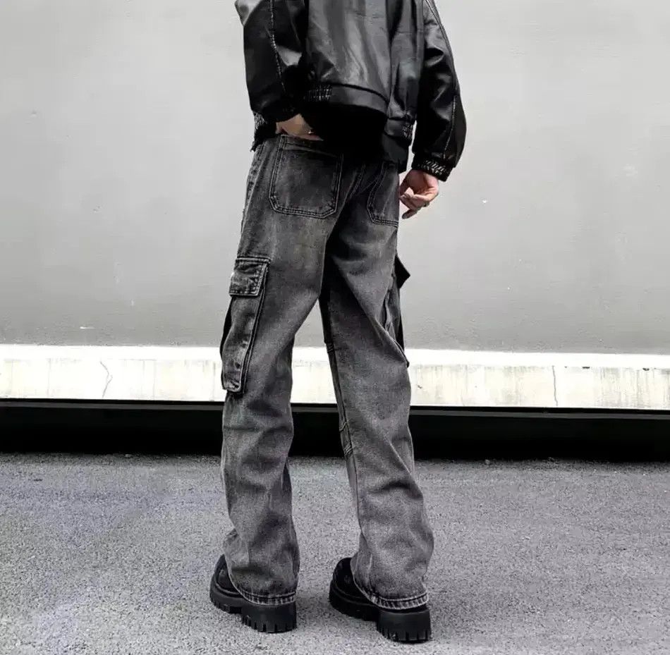 Japanese Brand High Street Style Dark Loose Cargo Jeans Size US 28 / EU 44 - 3 Thumbnail