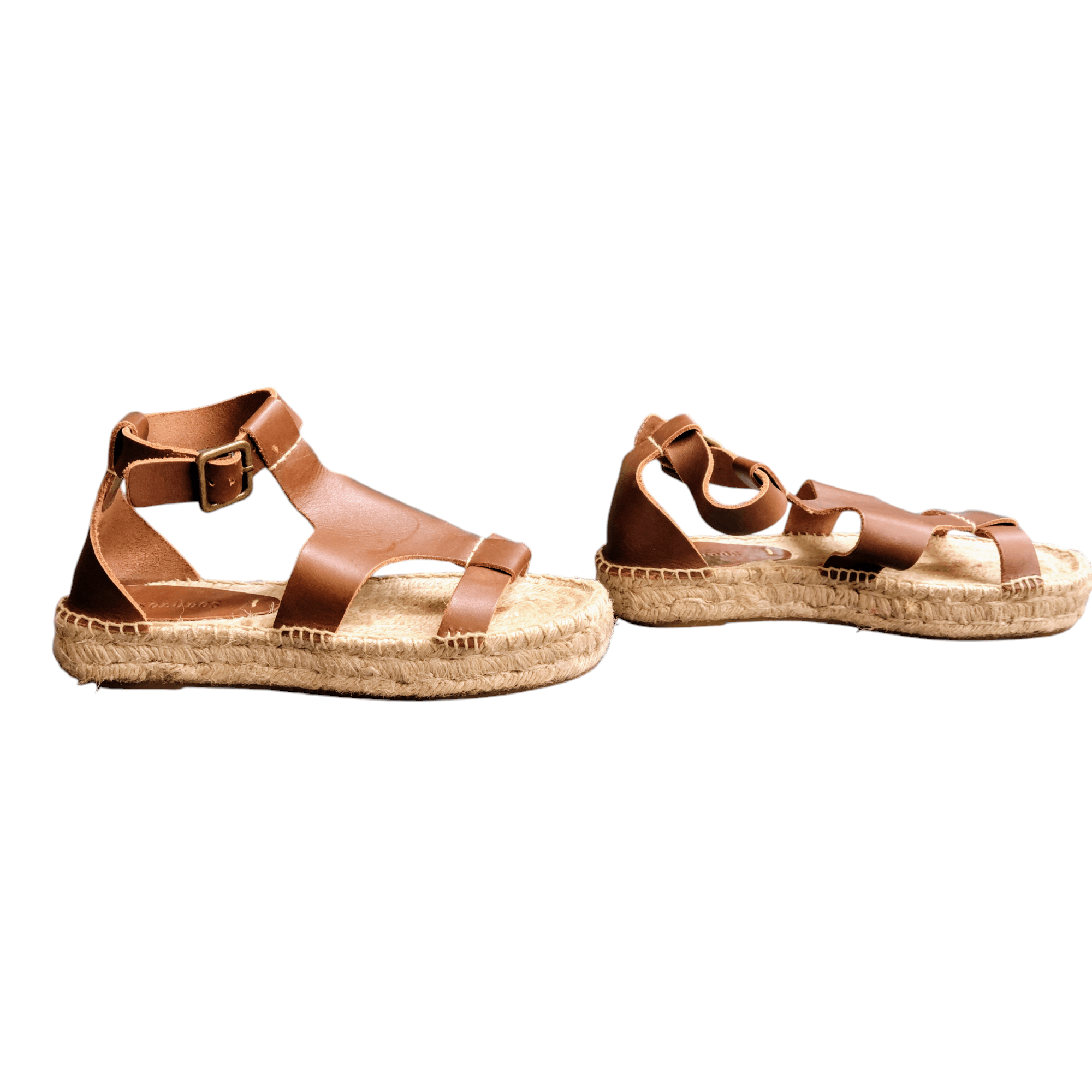 Soludos Soludos Tan Leather Open Sandal Vacation Espadrille Wedge Size US 7 / IT 37 - 6 Thumbnail