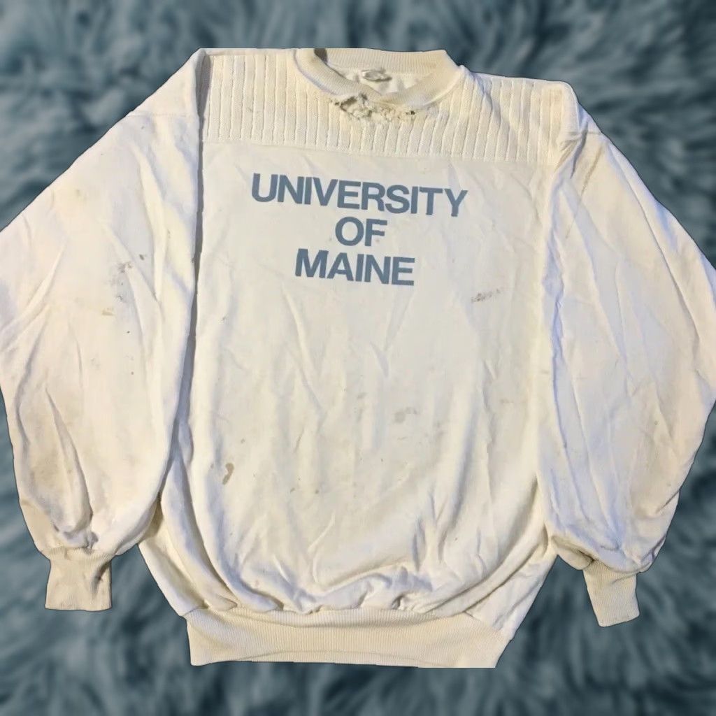 Vintage VINTAGE University Of Maine Thrashed Faded Sweatshirt S Hoodie Men Small White 60s 70s College Sports Track Retro 80s 90s Pullover Distressed Size US S / EU 44-46 / 1 - 1 Thumbnail
