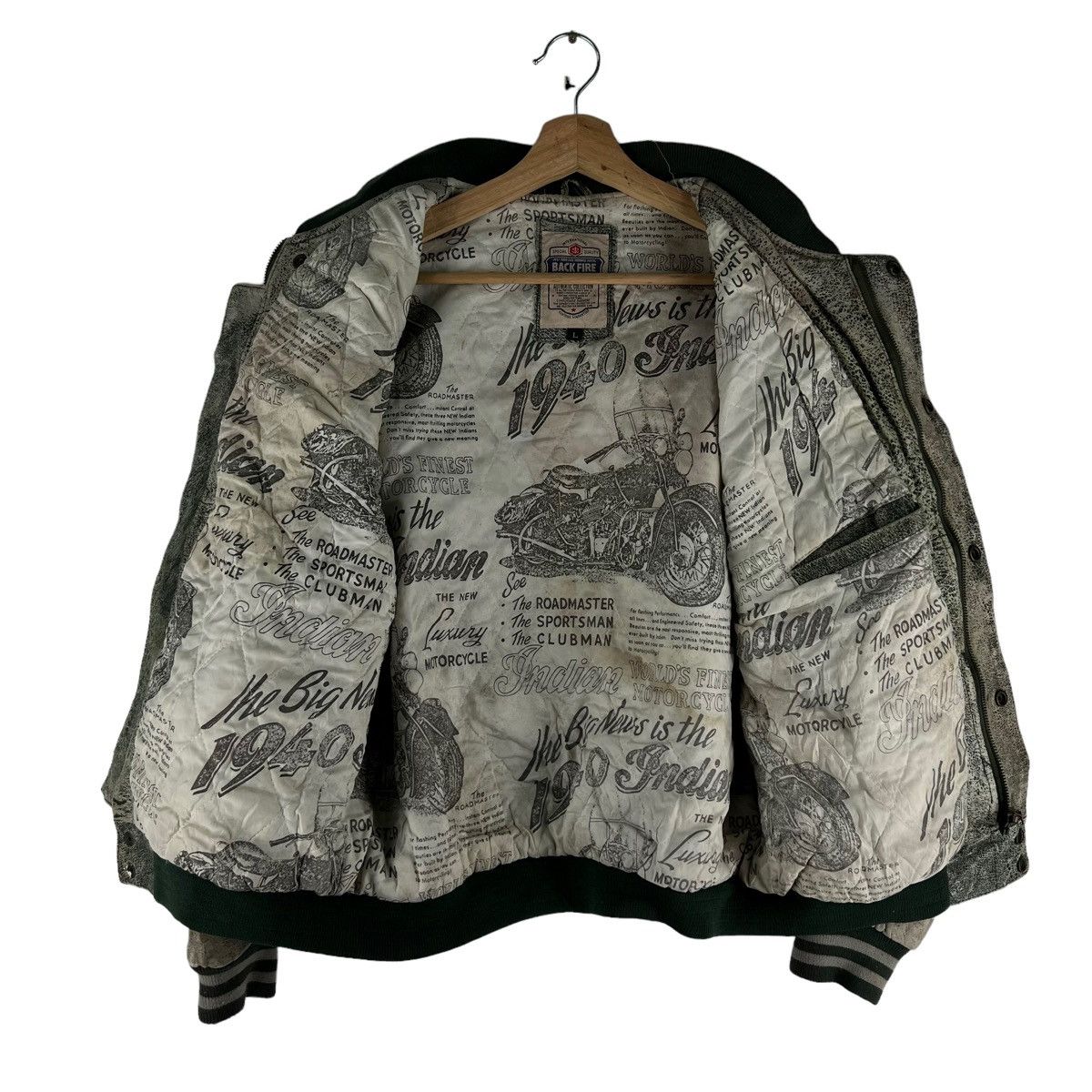 Japanese Brand 🔥VINTAGE BOMBER LEATHER JACKET BACK FIRE OVER PRINT PRINTED Size US L / EU 52-54 / 3 - 3 Thumbnail