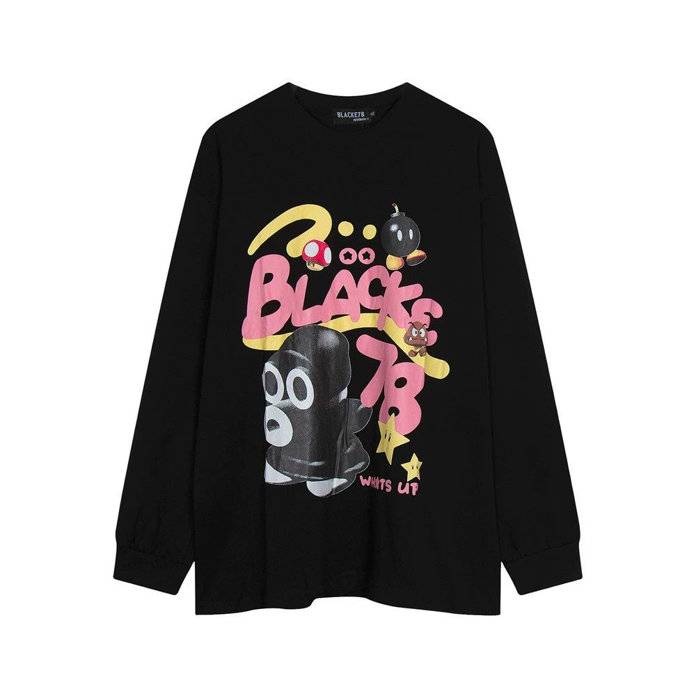 Vintage Men's trendy loose cute cartoon long-sleeved T-shirt Size US M / EU 48-50 / 2 - 1 Thumbnail
