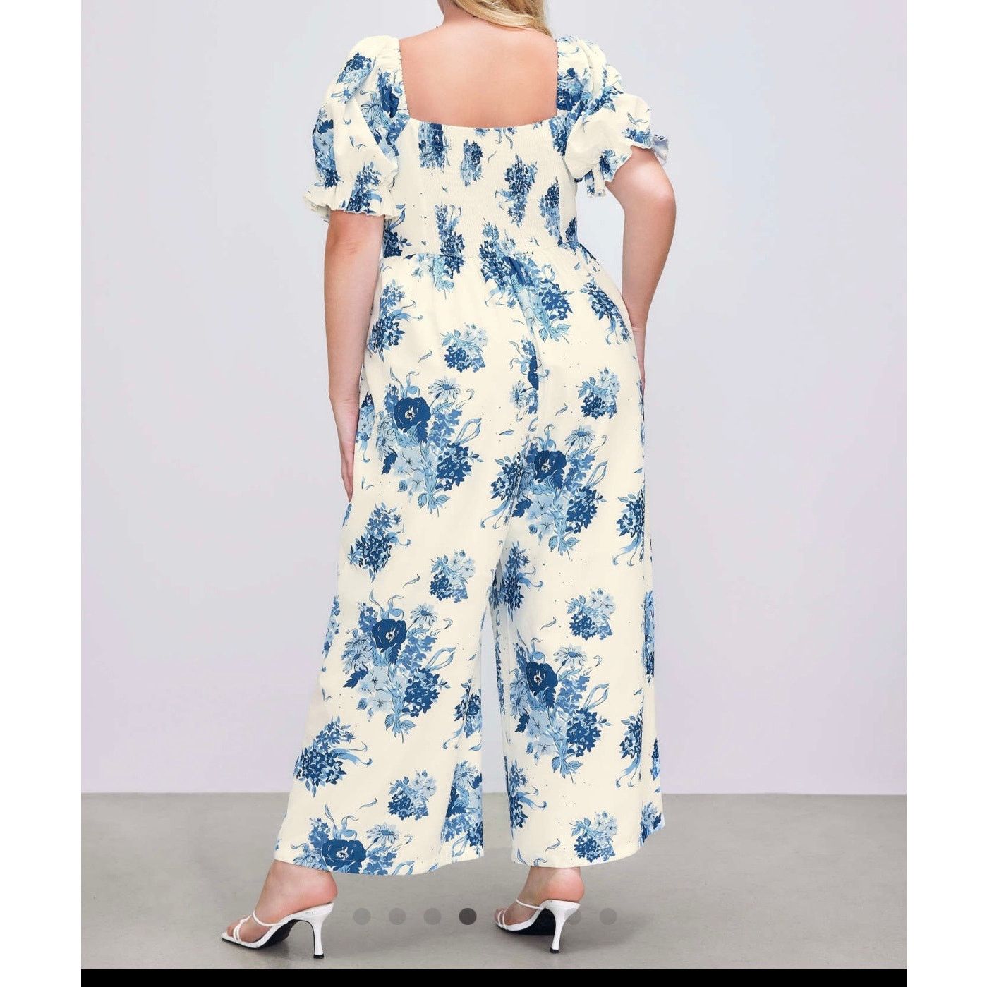 Cider CIDER SQUARE NECK PUFF SLEEVE FLORAL JUMPSUIT CURVE & PLUS Size 42" / US 20 - 7 Thumbnail