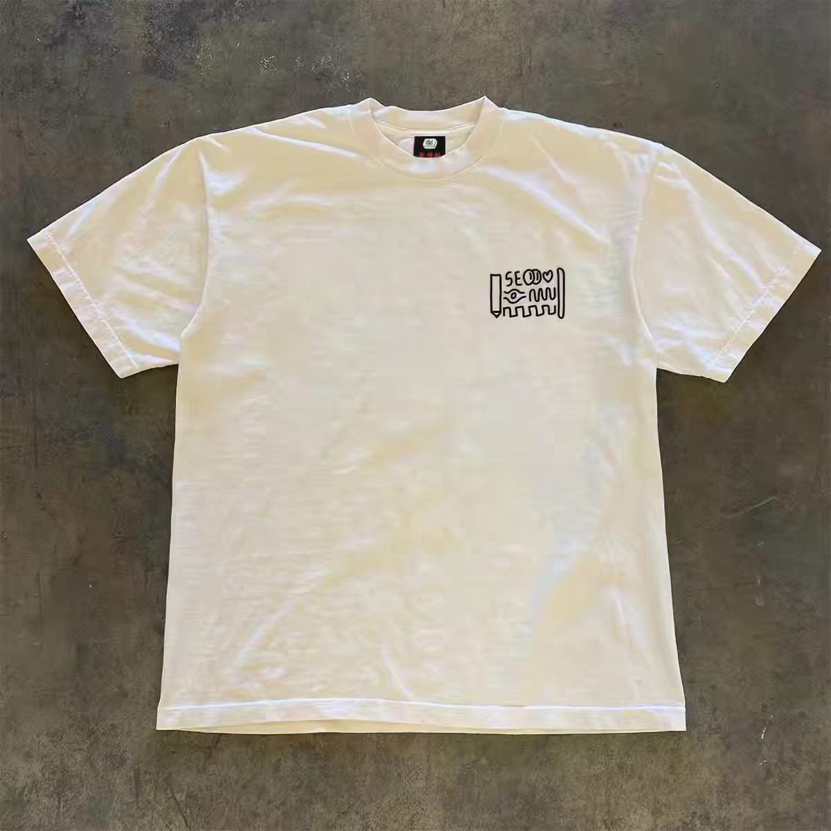 Vintage White Casual Retro Graffiti-Print T-Shirt Size US M / EU 48-50 / 2 - 2 Thumbnail
