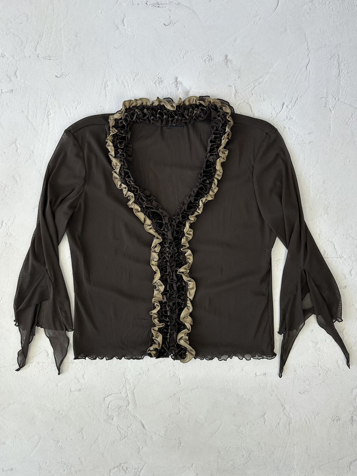 If Six Was Nine Vintage Mesh Brown Blouse Size M / US 6-8 / IT 42-44 - 2 Thumbnail