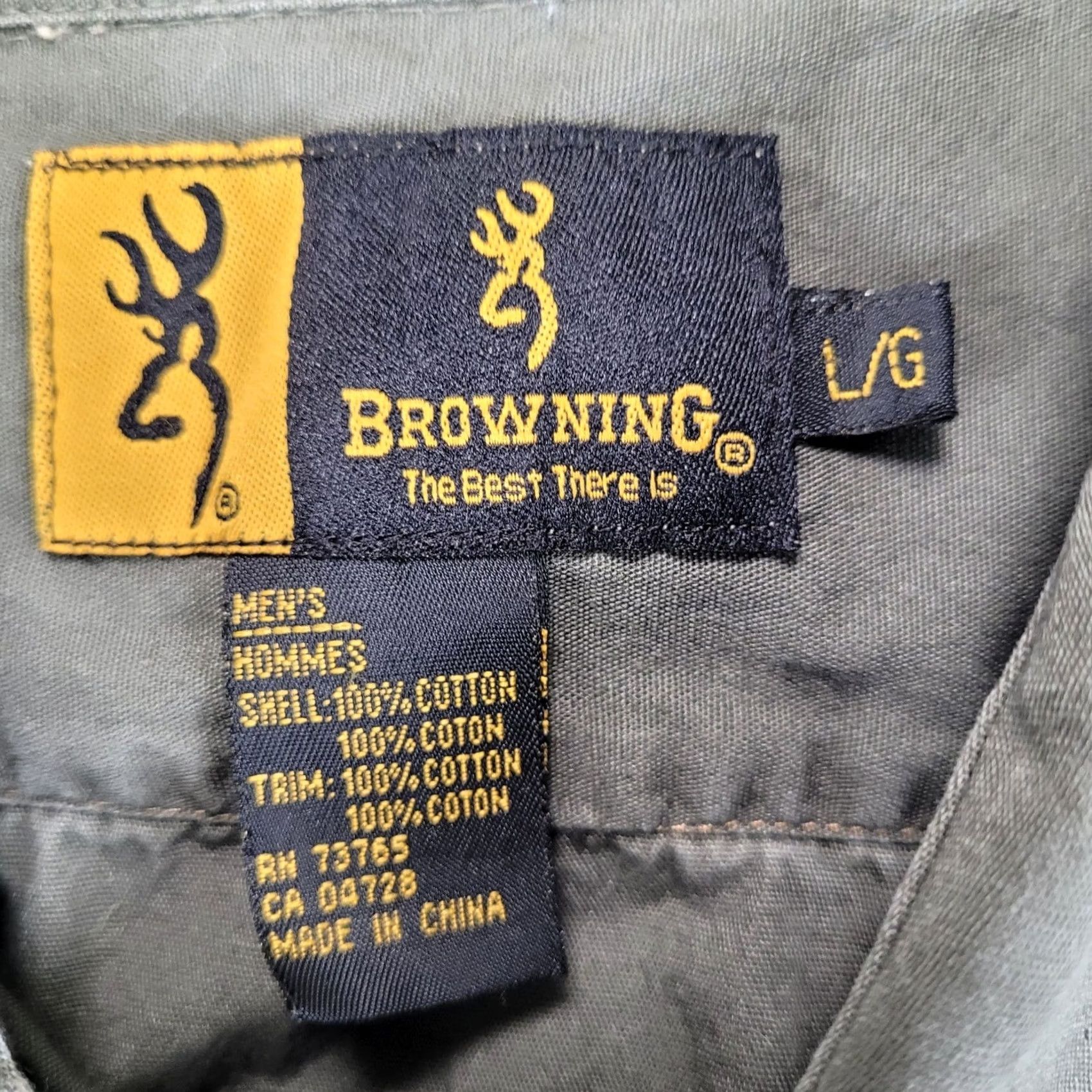 Vintage Browning Mens Large Shooting Shirt Olive Green Tan Quilted Shoulder Patch Size US L / EU 52-54 / 3 - 3 Thumbnail