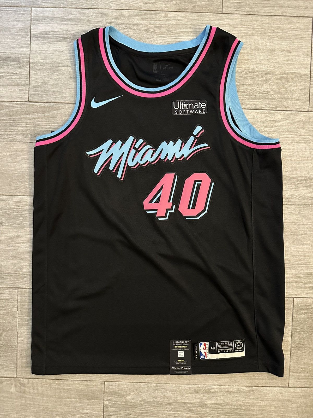 image of NBA x Nike Udonis Haslem Nike Miami Heat Vice Nights Swingman Jersey L in Black, Men's (Size Large)