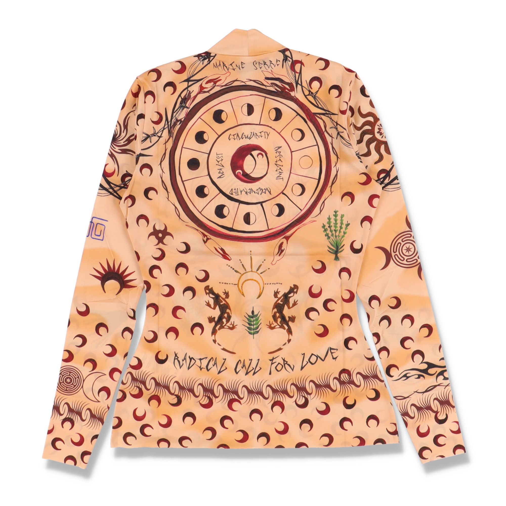 Marine Serre Whiteline Tan Tattoo Moon Logo Print Second Skin Top Size L / US 10 / IT 46 - 10 Thumbnail