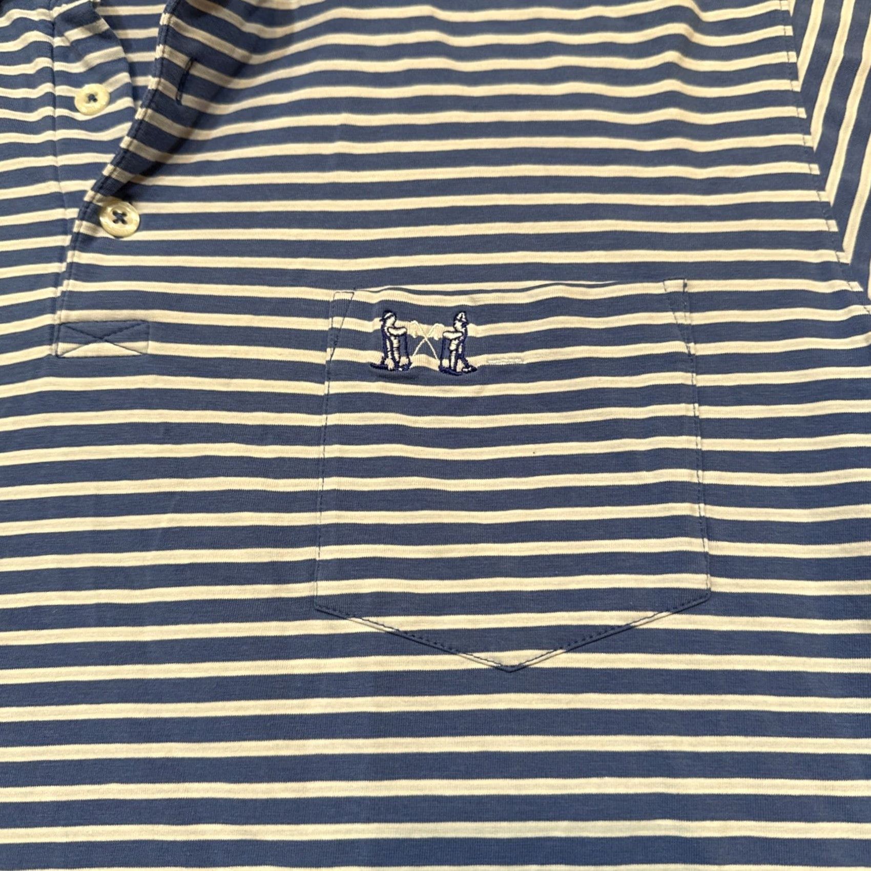 Vintage Draddy Polo Shirt Mens XL Blue White Stripe NGLA Golf Club Top 100 Shirt Polo Golf Men XL Blue Stripe Size US XL / EU 56 / 4 - 3 Thumbnail