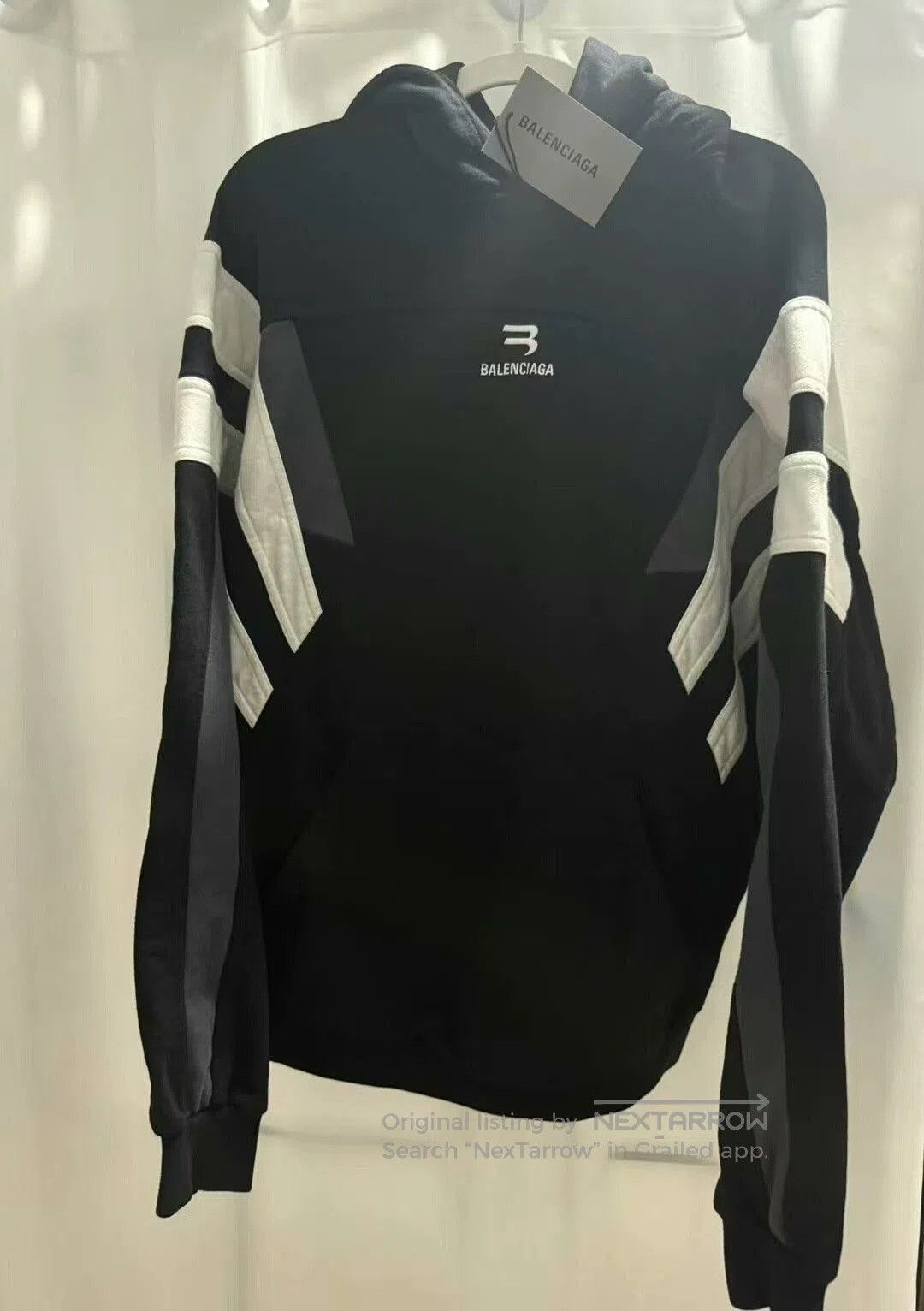 balenciaga black patchwork racing hoodie.