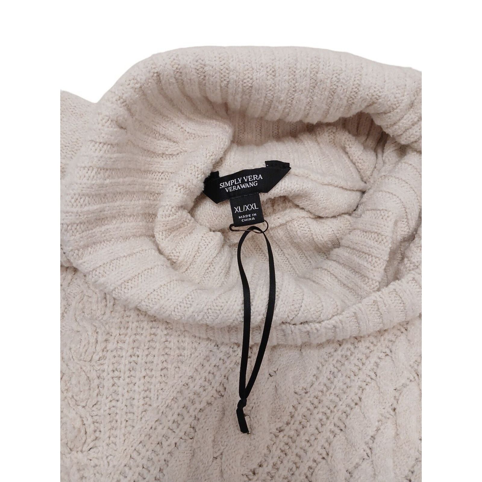 Vera Wang Simply Vera Wang Sweater Sz XXL Beige Chunky Cowl LAGENLOOK Size XXL / US 16-18 / IT 52-54 - 16 Thumbnail