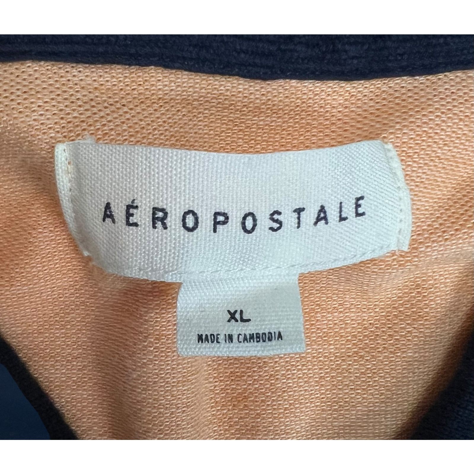 Aeropostale Aeropostale Polo Shirt XL Peach - Navy Collar Short Sleeve Size US XL / EU 56 / 4 - 3 Thumbnail
