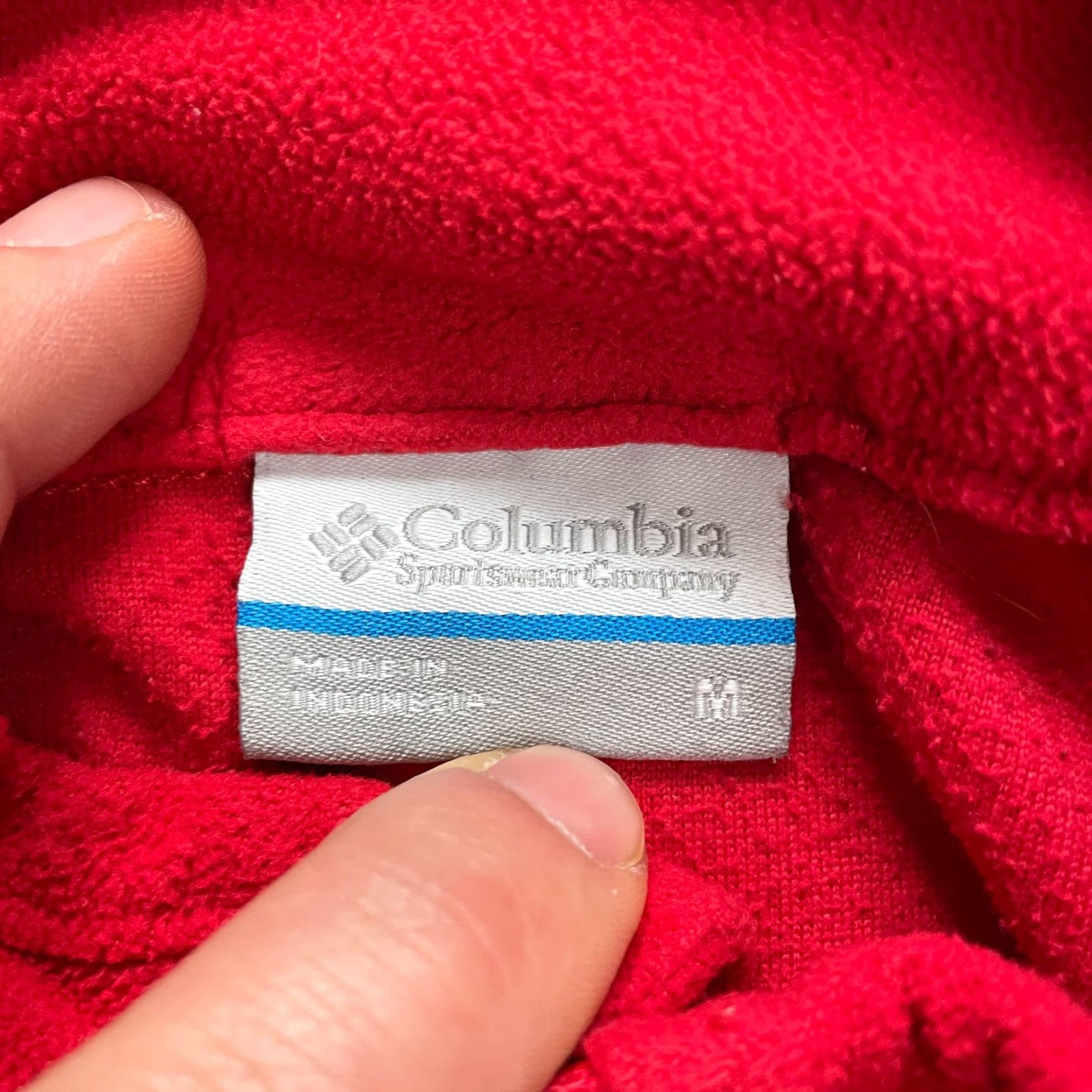 Vintage Columbia Mens Sweatshirt Red 1/4 Zip High Neck Fleece Jacket Outdoor 100% Polyester Stand-Up Collar Long Sleeve Mid-Length Regular Jacket Basic Size US M / EU 48-50 / 2 - 7 Thumbnail