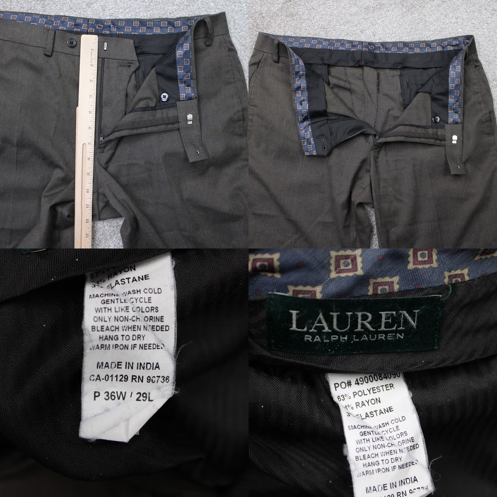 Ralph Lauren LAUREN Ralph Lauren Pants Mens 36x29 Brown Flat Front Polyester/Rayon Stretch Dress Pants Regular Straight Front 90s Theme Mens Size US 36 / EU 52 - 8 Thumbnail