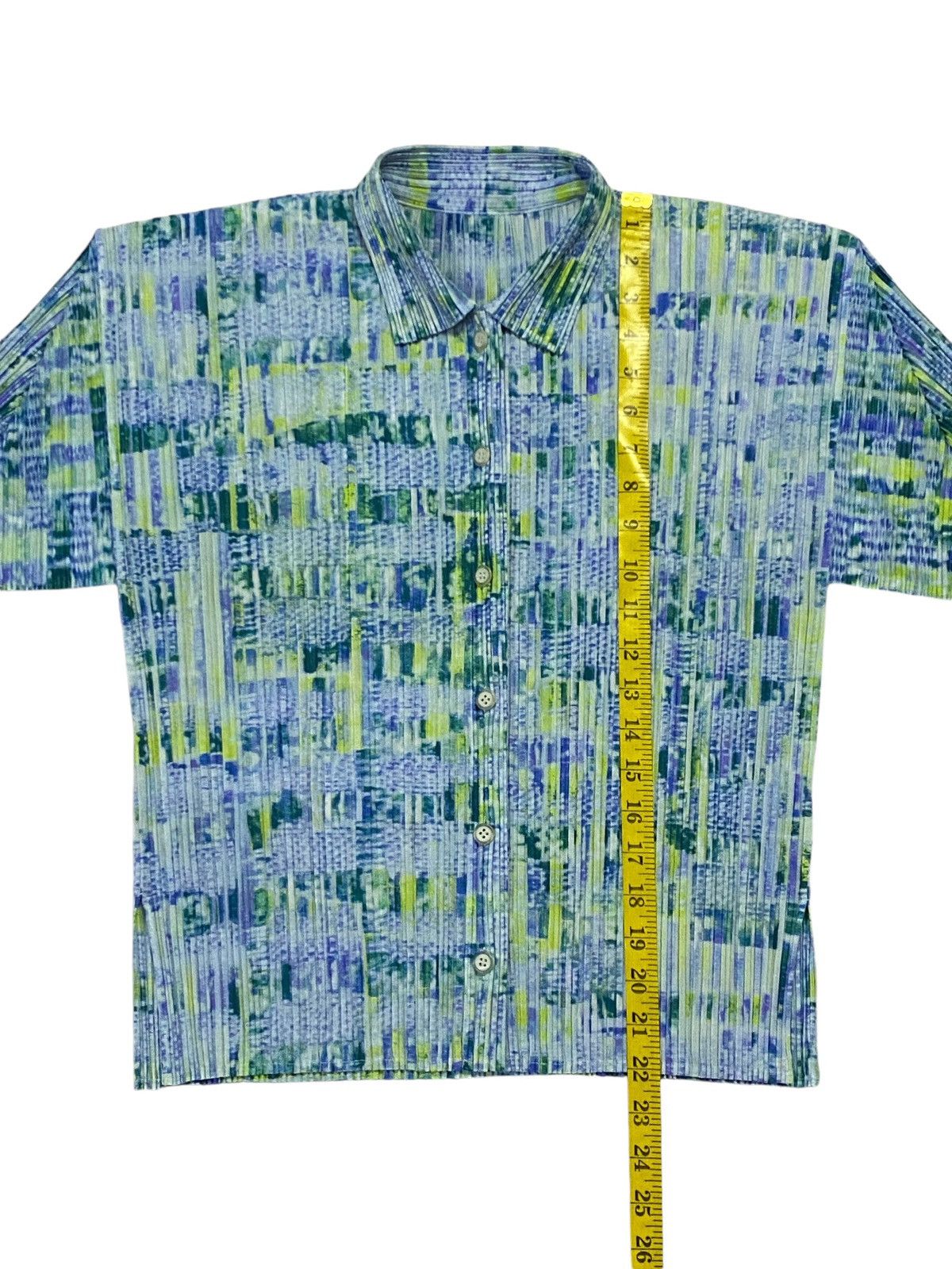Issey Miyake × Pleats Please Issey Miyake Pleats Please Pleated Multicolor Top Short Sleeve Button Ups Size L / US 10 / IT 46 - 11 Thumbnail