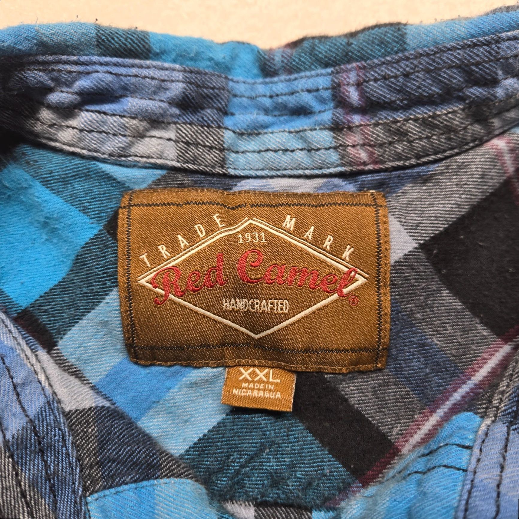 Camel VINTAGE Red Camel Button-Up Shirt Long Sleeve Adult Men 2XL Blue Plaid Flannel Casual Workwear Size US XXL / EU 58 / 5 - 3 Thumbnail
