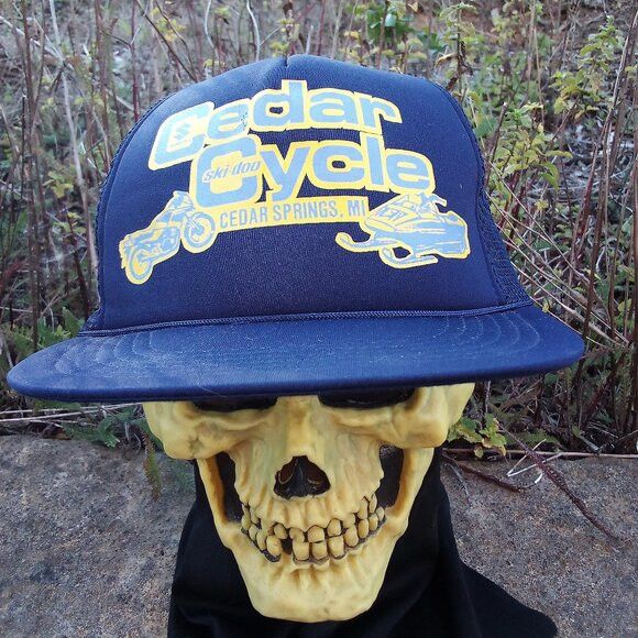 Vintage DS Vintage Cedar Cycle Ski-Doo Suzuki Snap Trucker Hat Cap Size ONE SIZE - 1 Thumbnail