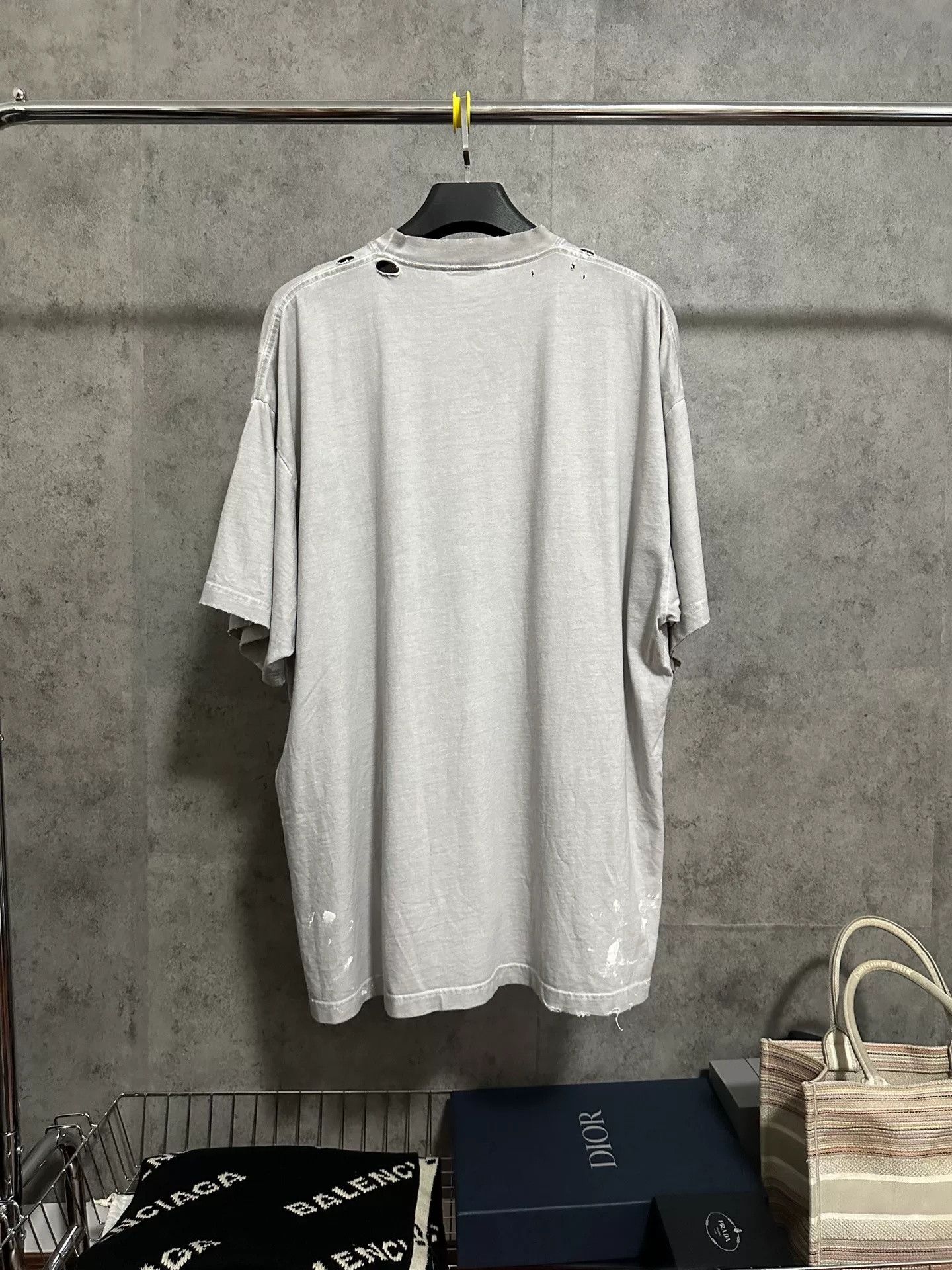 Balenciaga Balenciaga Distressed Splatter Short Sleeve T-Shirt Size US XL / EU 56 / 4 - 4 Thumbnail