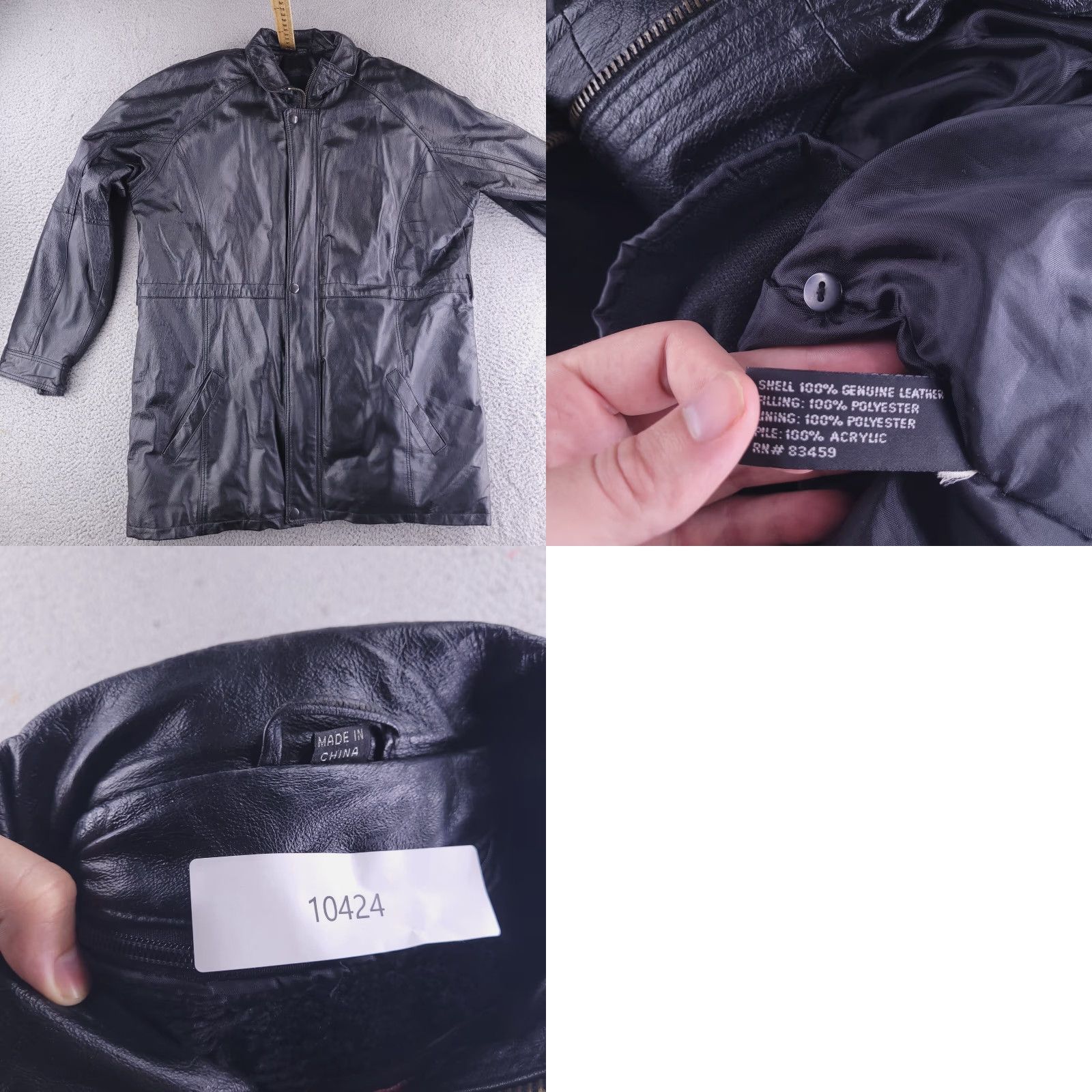 Vintage Hind Jacket Mens XL Black Leather Jacket Insulated Liner Warm Zip Overcoat Size US XL / EU 56 / 4 - 8 Thumbnail