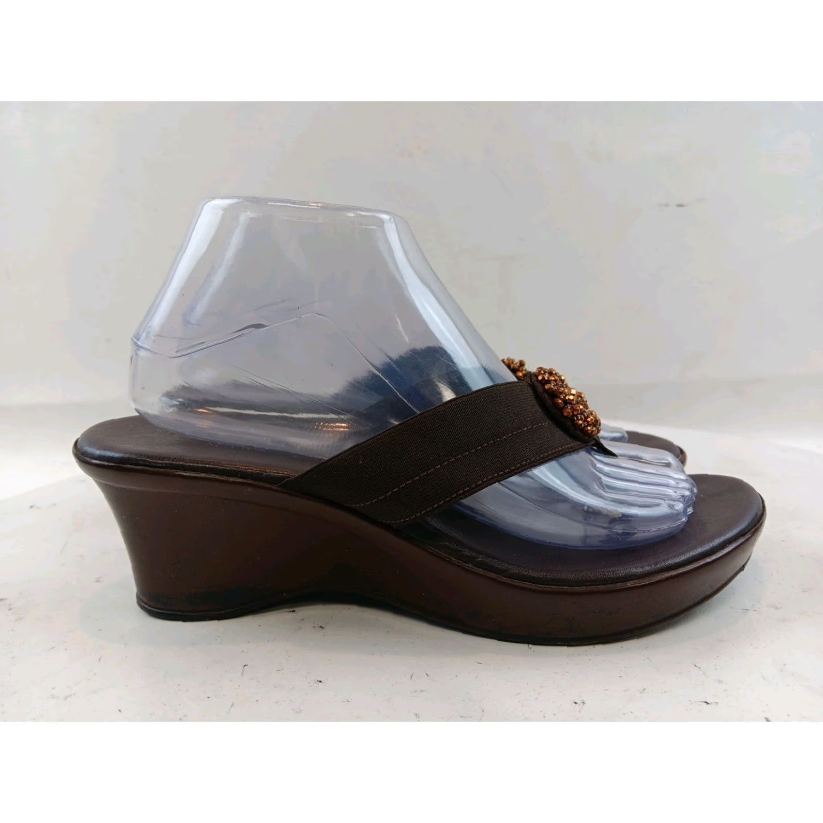 Vintage Italian Shoemaker Women's Sandals Size 9 M Brown Beaded Slip On Size US 9 / IT 39 - 7 Thumbnail