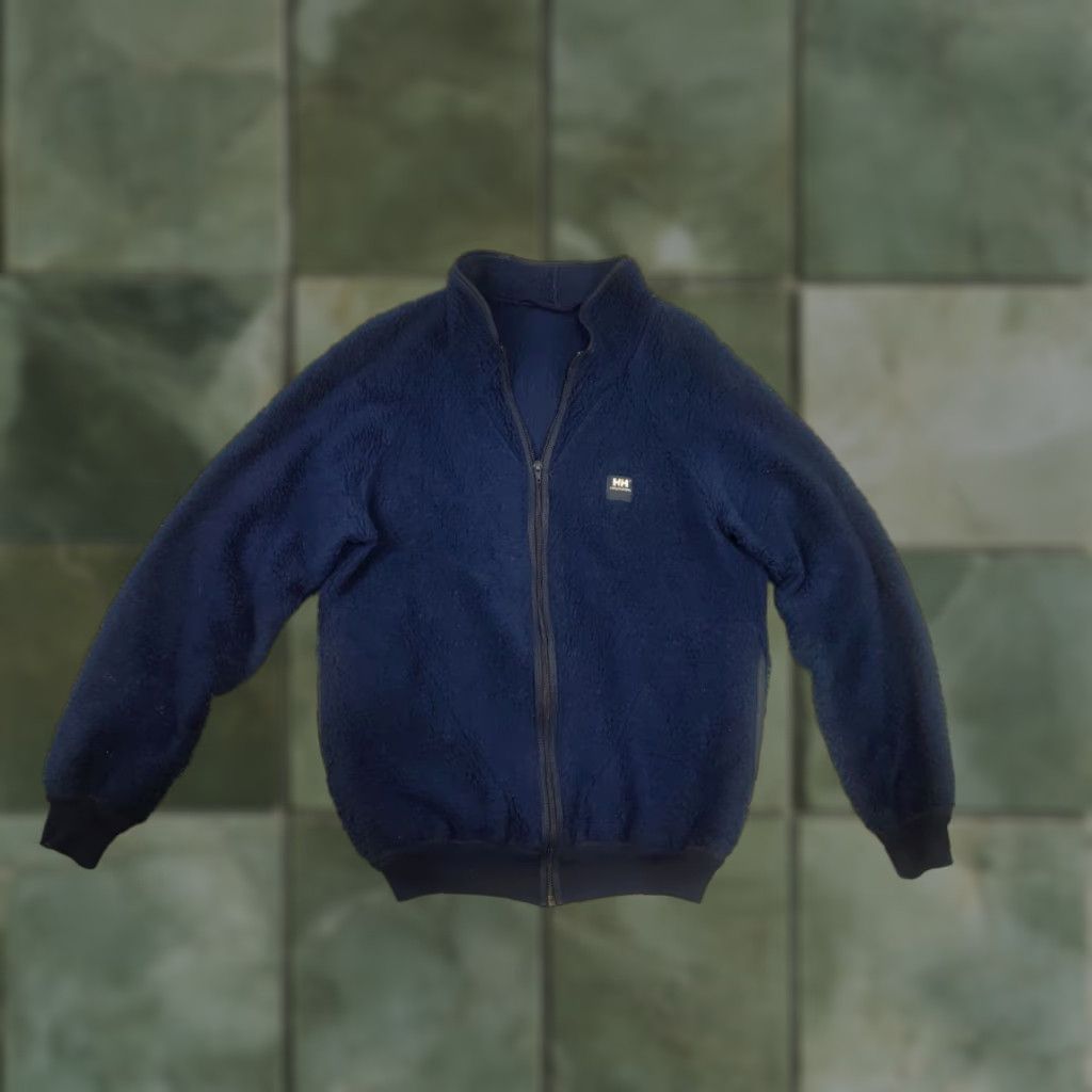 Helly Hansen VINTAGE Helly Hansen Deep Pile Sherpa Fleece Navy Logo Zip Jacket Size US M / EU 48-50 / 2 - 1 Thumbnail