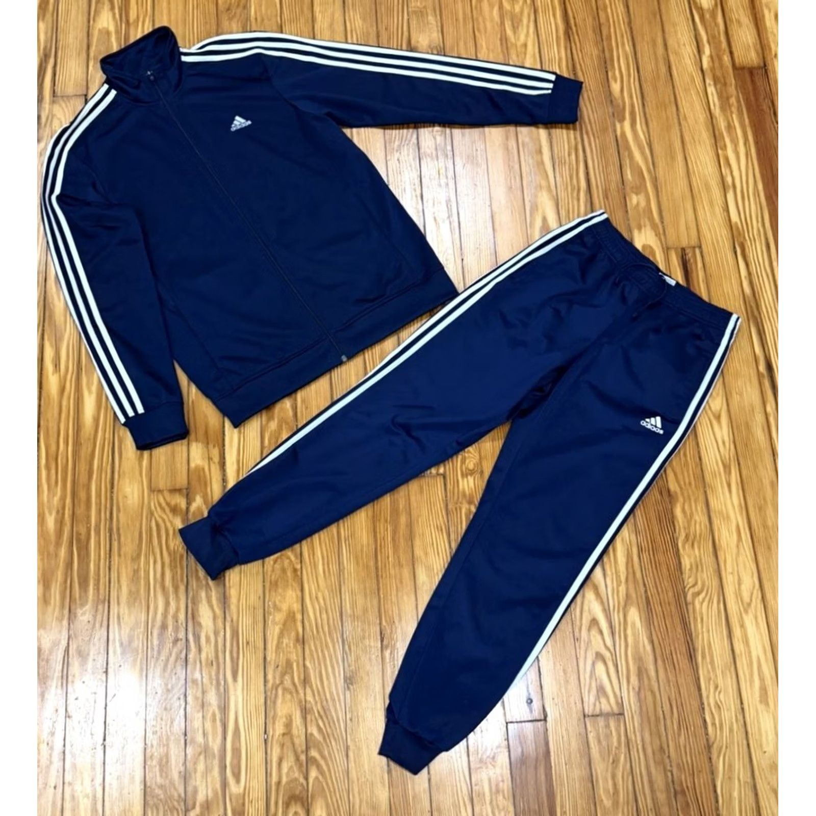 Adidas VINTAGE Adidas Essentials 3 Stripes Tracksuit Set Blue Jacket Men’s Size Small / Medium Tracksuits & Sweatssupervised? Size US 29 - 2 Thumbnail