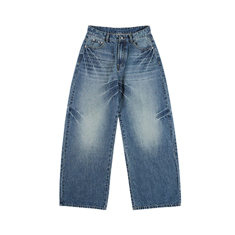Japanese Brand American street washed distressed wide-leg jeans for men Size US 32 / EU 48 - 5 Thumbnail
