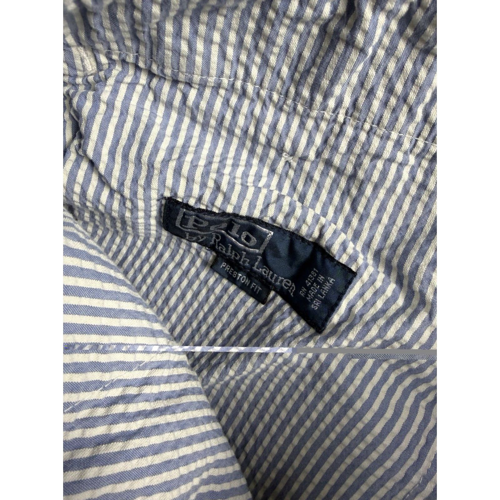 Polo Ralph Lauren Polo Ralph Lauren Pants Mens 36x29 Seersucker Blue Stripe Chino Flat Front Straight Classic Preppy Logo Button Modern Stretch Size US M / EU 48-50 / 2 - 5 Thumbnail