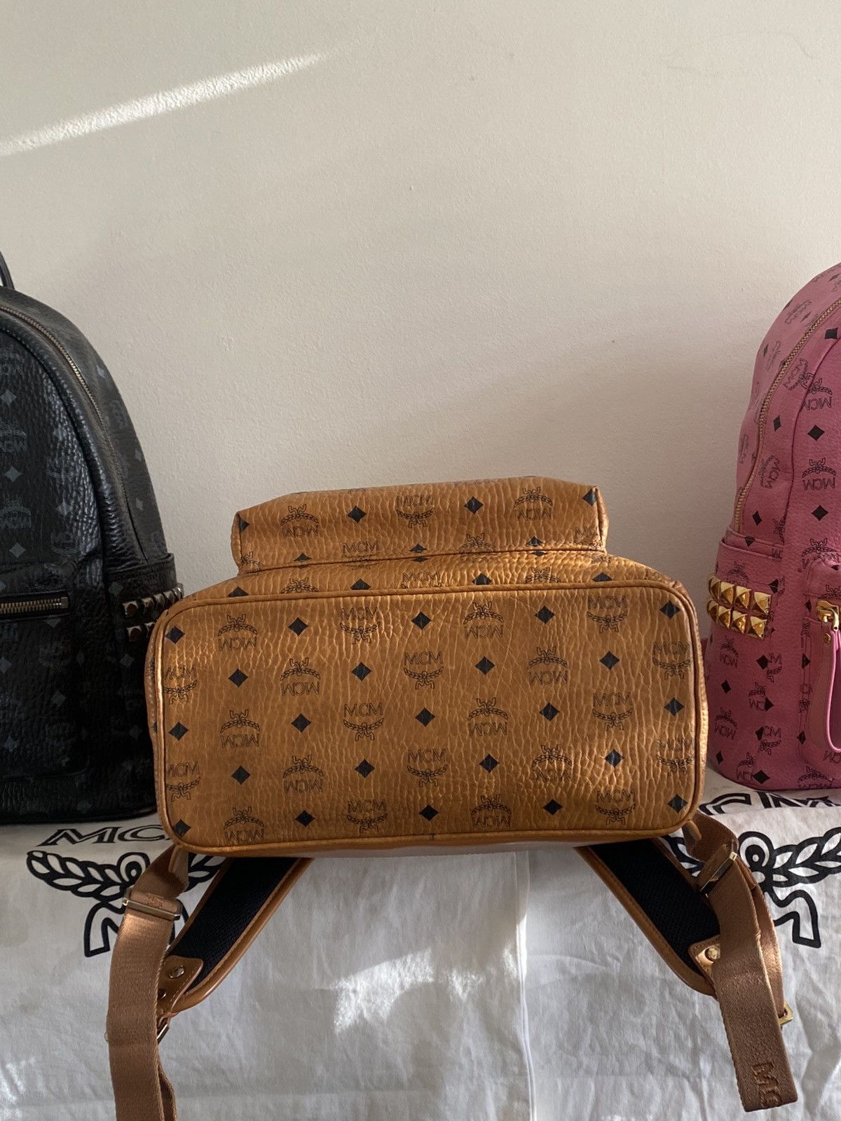 MCM MCM Cognac Side Studs In Visetos Monogram Large Backpack Size 46 - 5 Thumbnail
