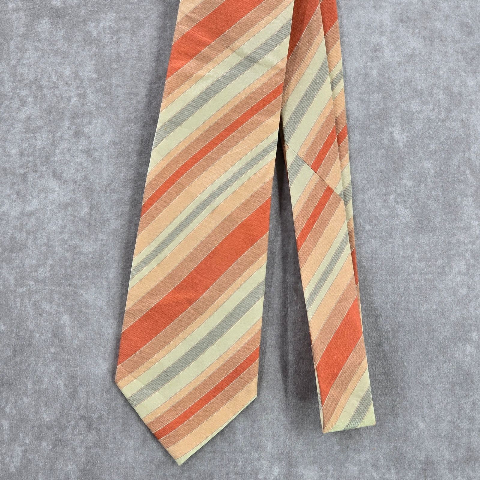 Van Heusen Van Heusen Orange Gray Stripe 100% Silk Men's Neck Tie NWOT Size 30 - 2 Thumbnail