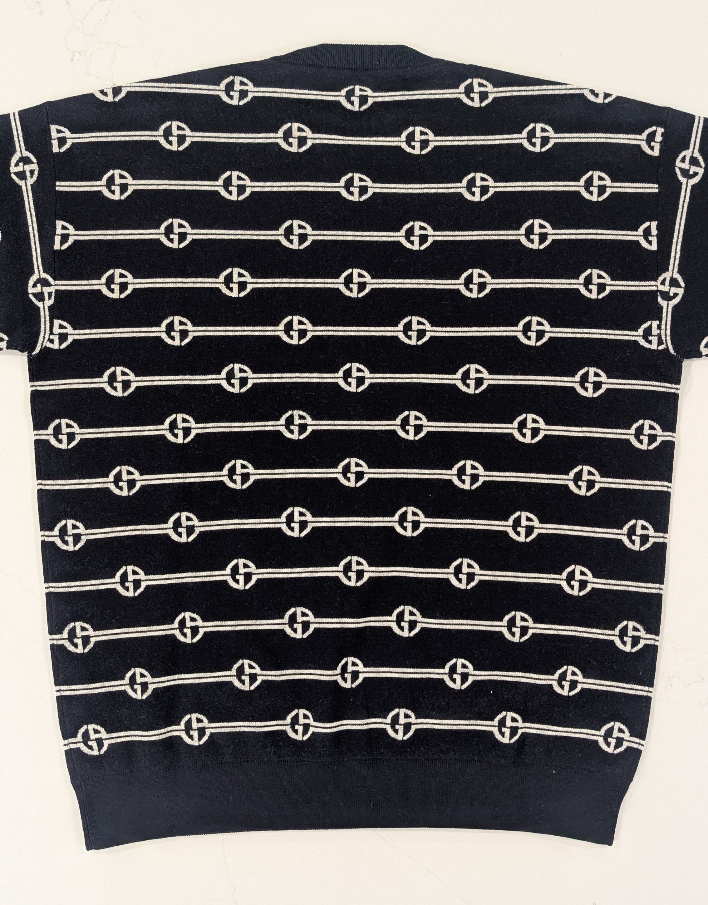 Giorgio Armani GIORGIO ARMANI Virgin Wool Monogram Knit Sweater Size US L / EU 52-54 / 3 - 3 Thumbnail