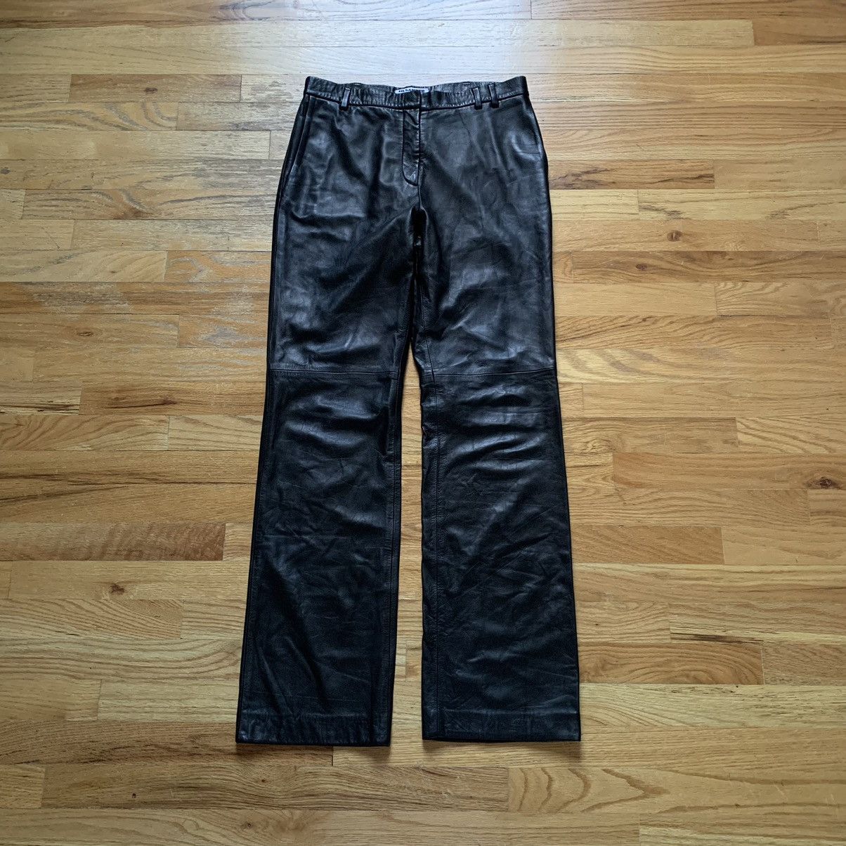 image of Jil Sander Early 2000S Leather Pants in Black, Men's (Size 30)