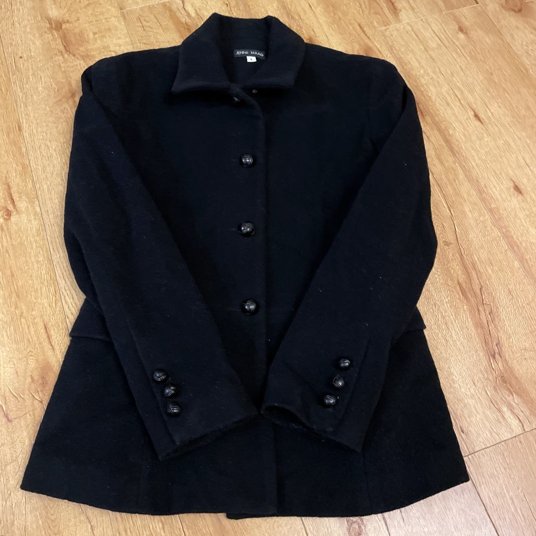 Vintage VINTAGE Jenne Maag Black Wool Collar Button Down Long Sleeve Jacket Pea Coat L Womens Size L / US 10 / IT 46 - 4 Thumbnail