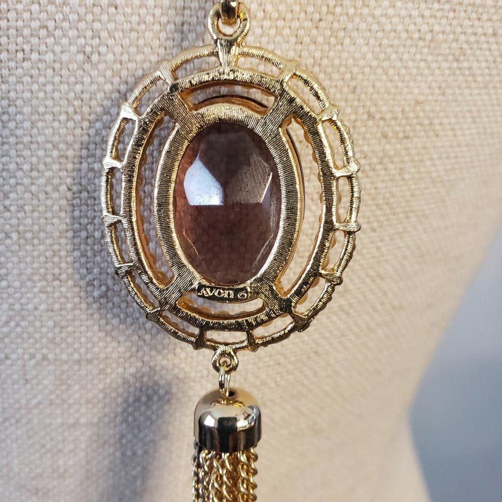 Designer Tassel Purple & Gold Tone Crystal Pendant Necklace 36" Size ONE SIZE - 7 Thumbnail