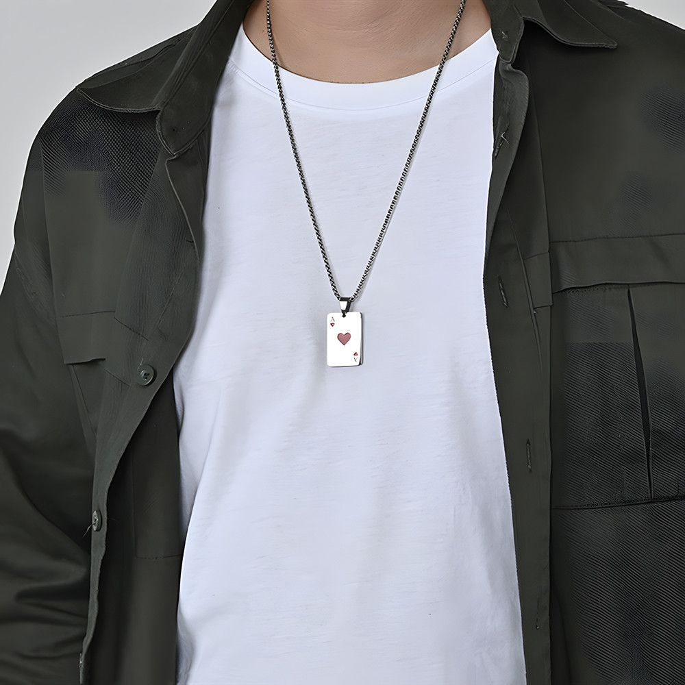 Vintage Stainless Steel Poker Card Ace of Spades Necklaces Size ONE SIZE - 2 Thumbnail