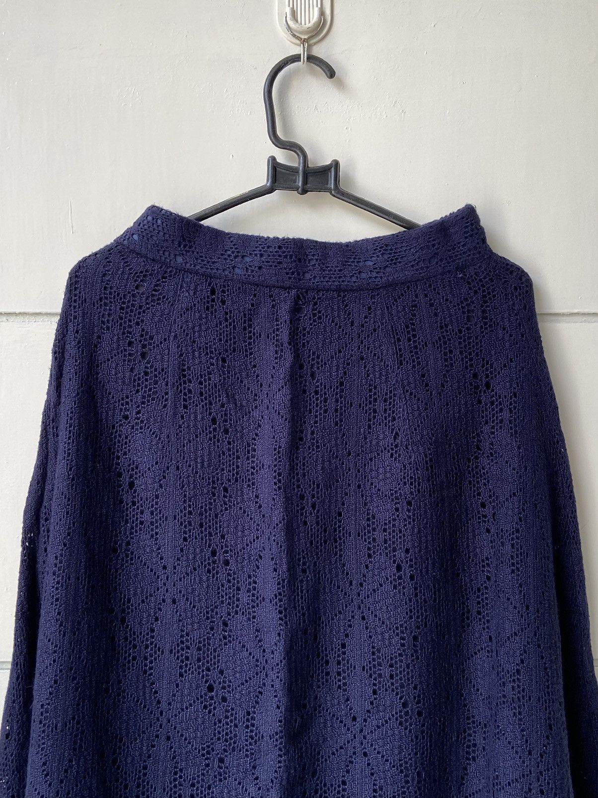 Issey Miyake IS Issey Miyake Navy Brokat Skirt Size 22" - 5 Thumbnail