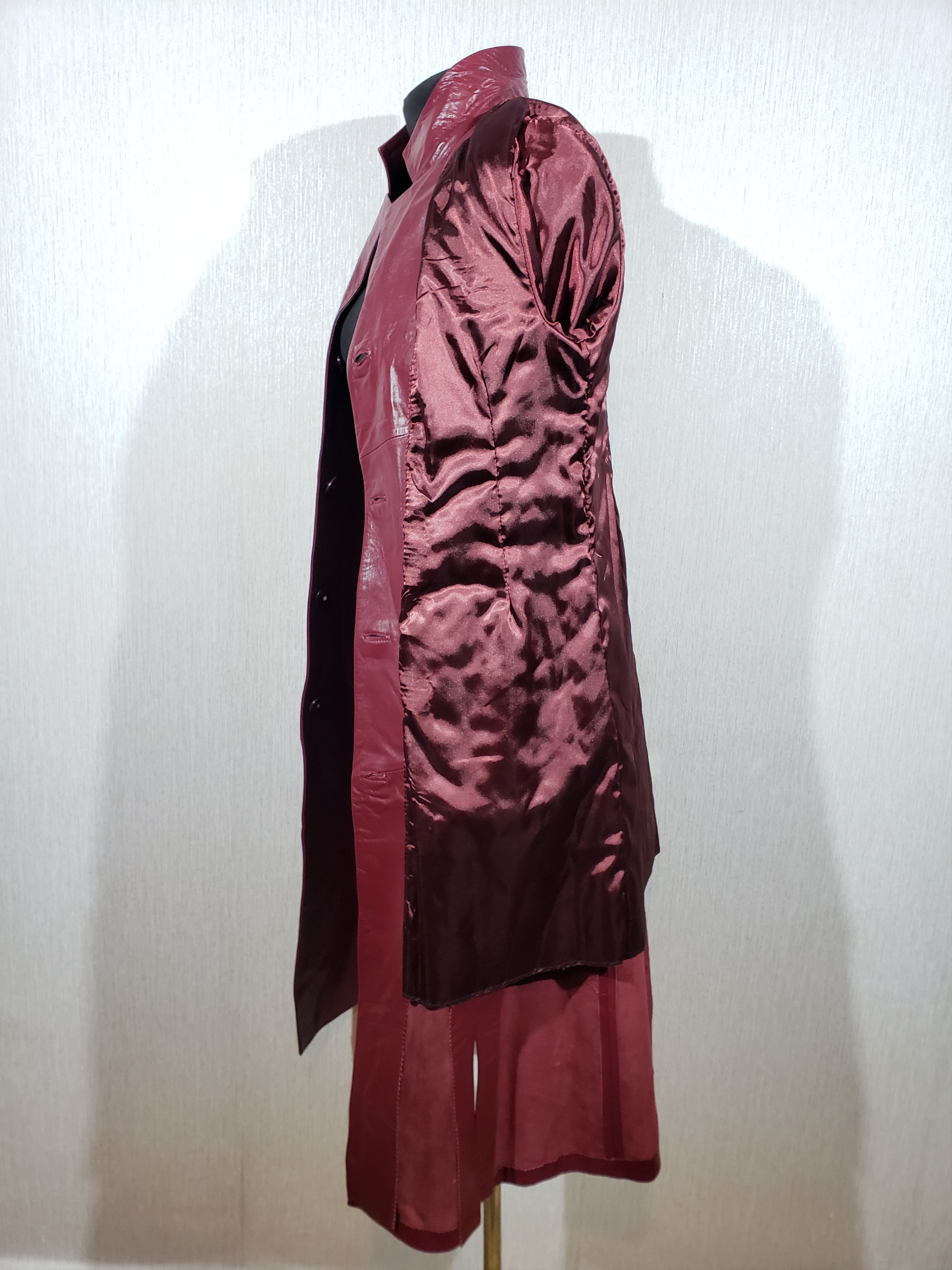 Other Cute women's long burgundy leather jacket. Size L / US 10 / IT 46 - 7 Thumbnail