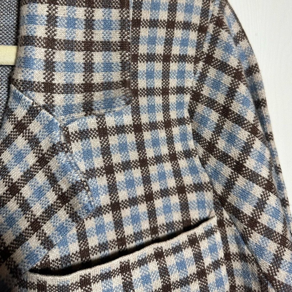 Other Rachel by Rachel Roy Cropped Sky Blue and Brown Plaid Blazer Size XL / US 12-14 / IT 48-50 - 3 Thumbnail